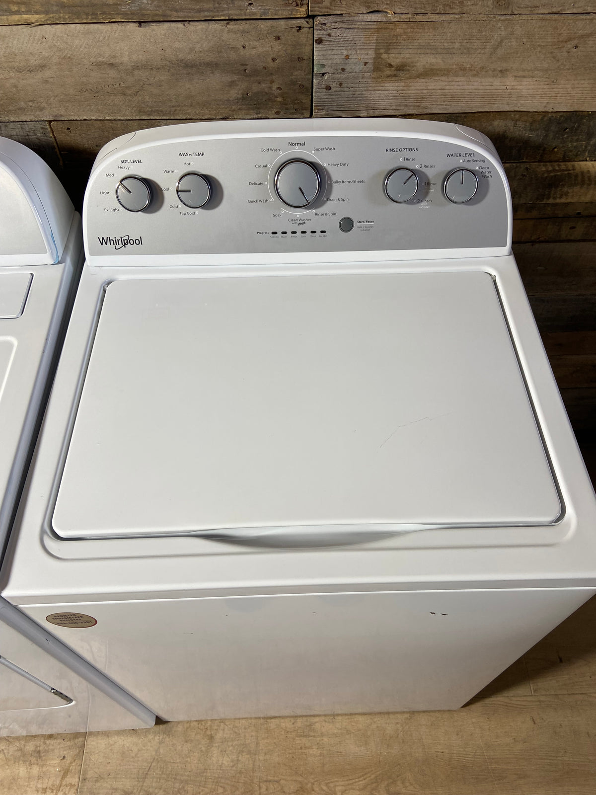 Whirlpool Grey Panel Top Load Washer & Dryer Set