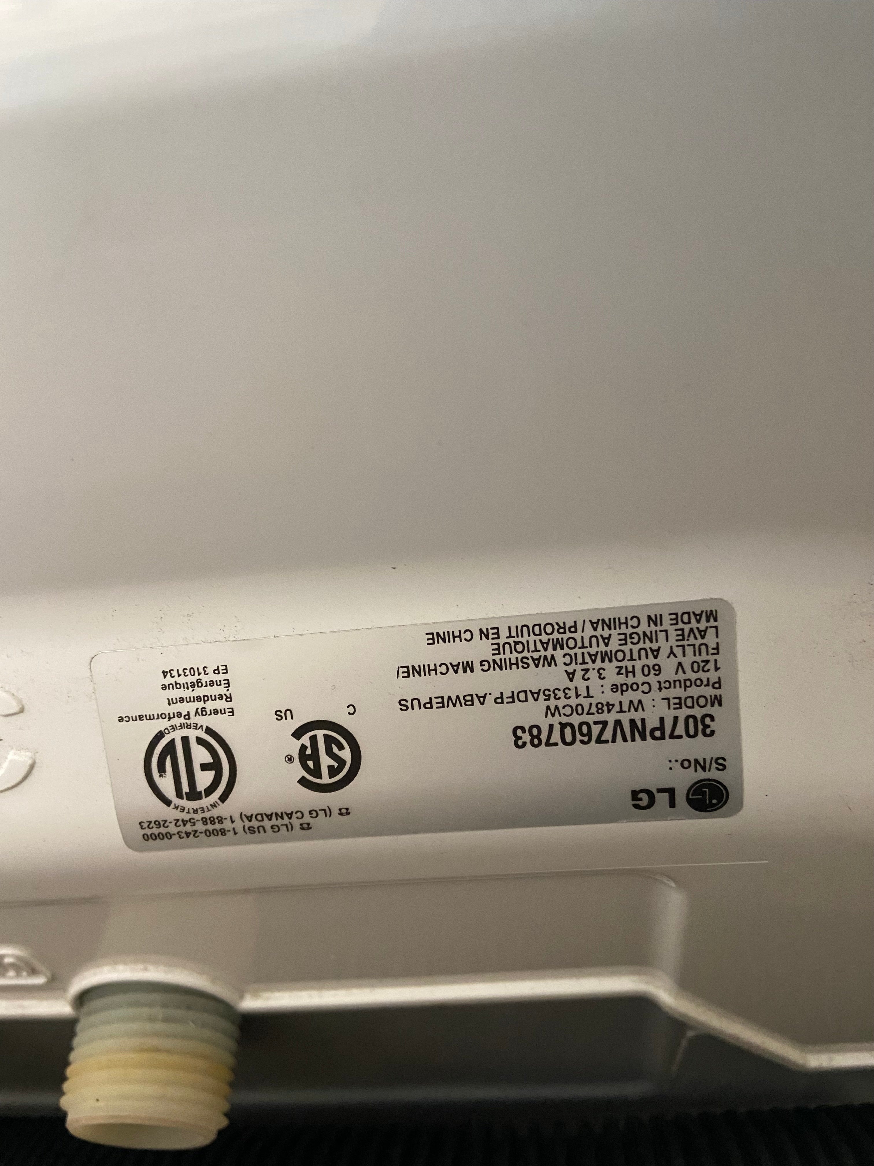 LG White Top Load Set