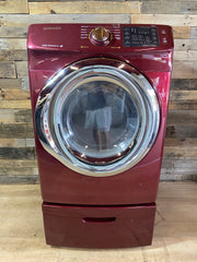 Samsung Burgundy Front Load Style Dryer With Pedestal