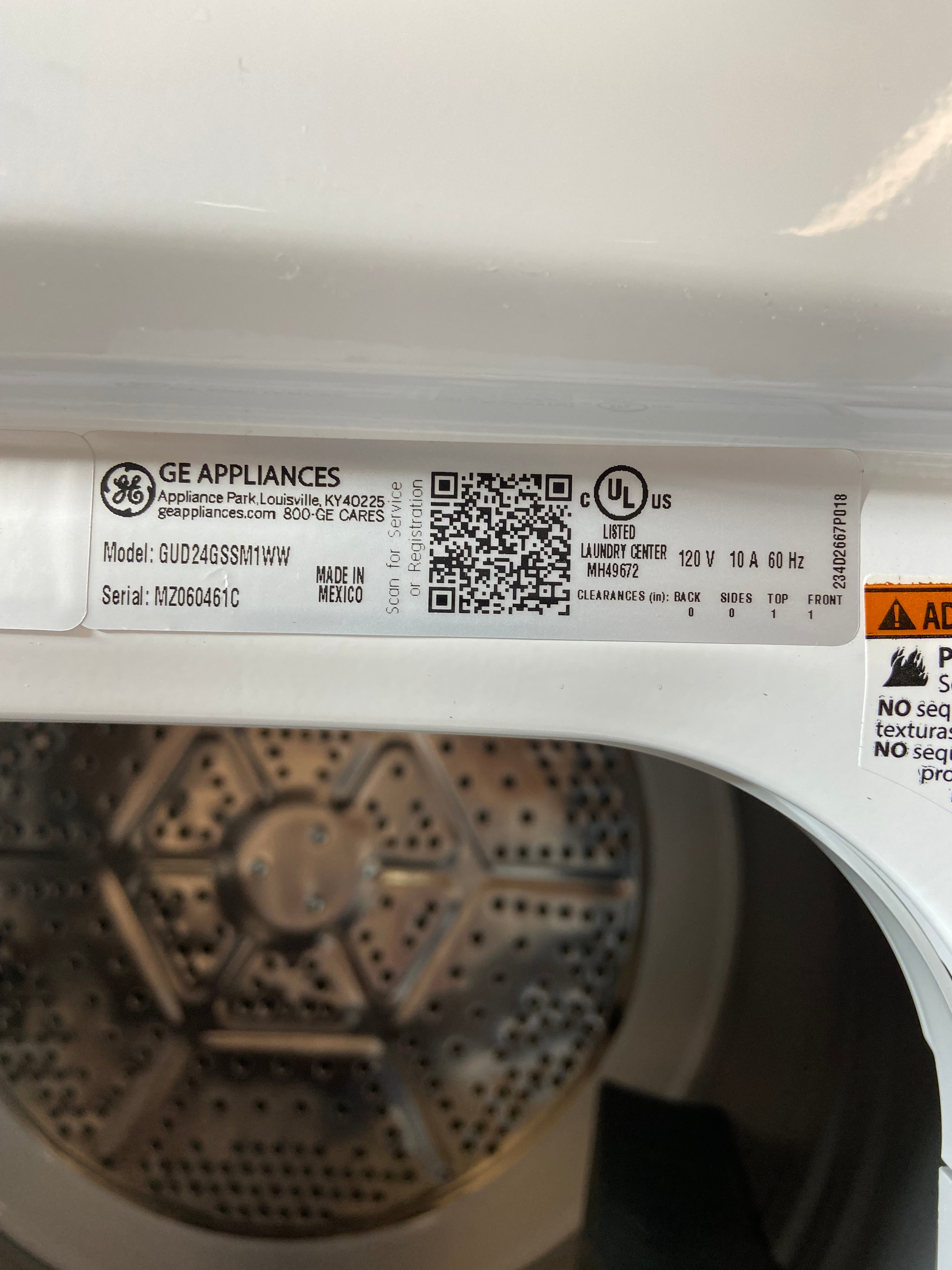 GE 24 inch Gas Stackable Washer & Dryer