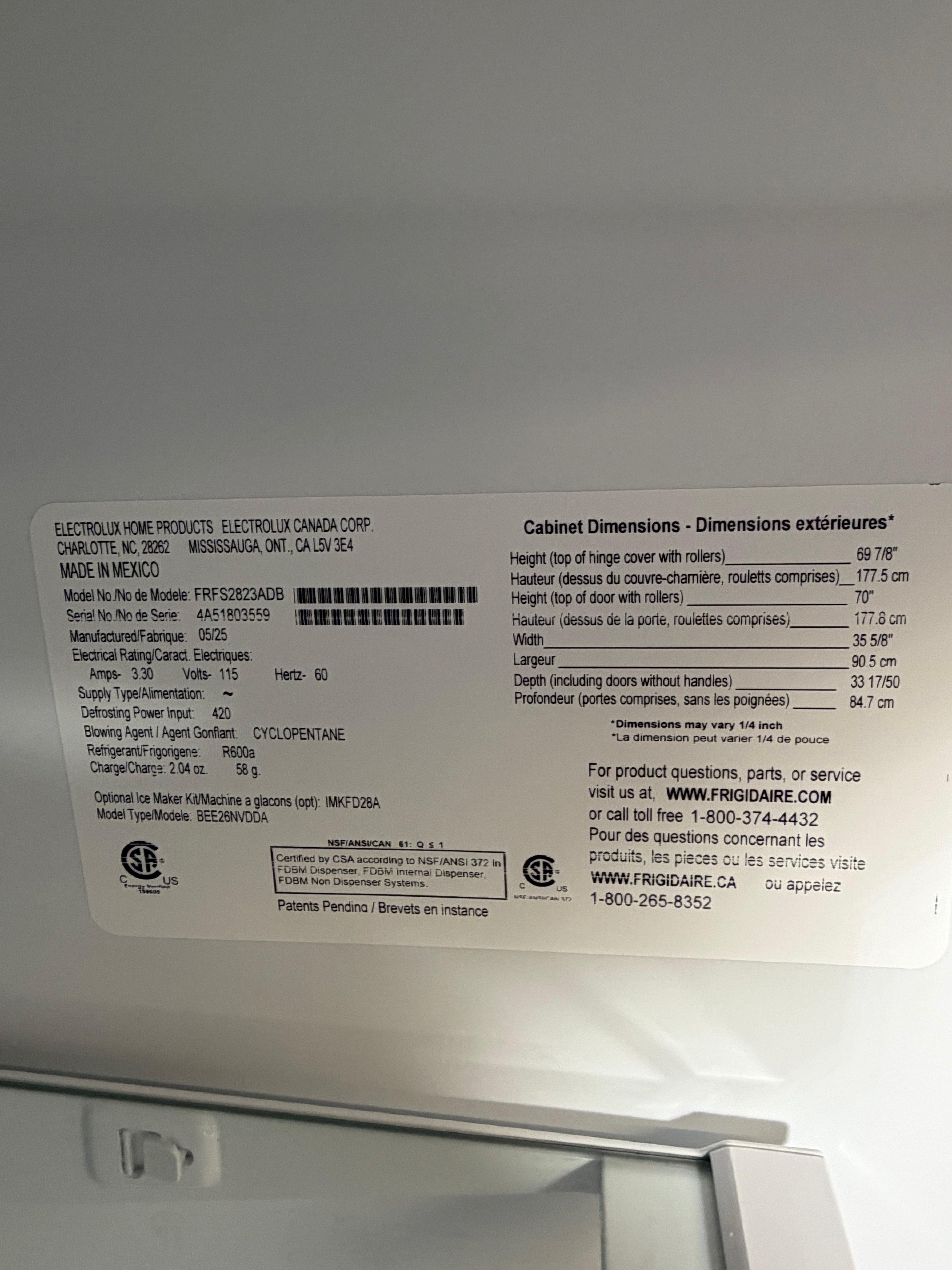 Frigidaire Standard-Depth 27.8-cu ft 36-in Wide with Ice Maker (Black Stainless Steel)