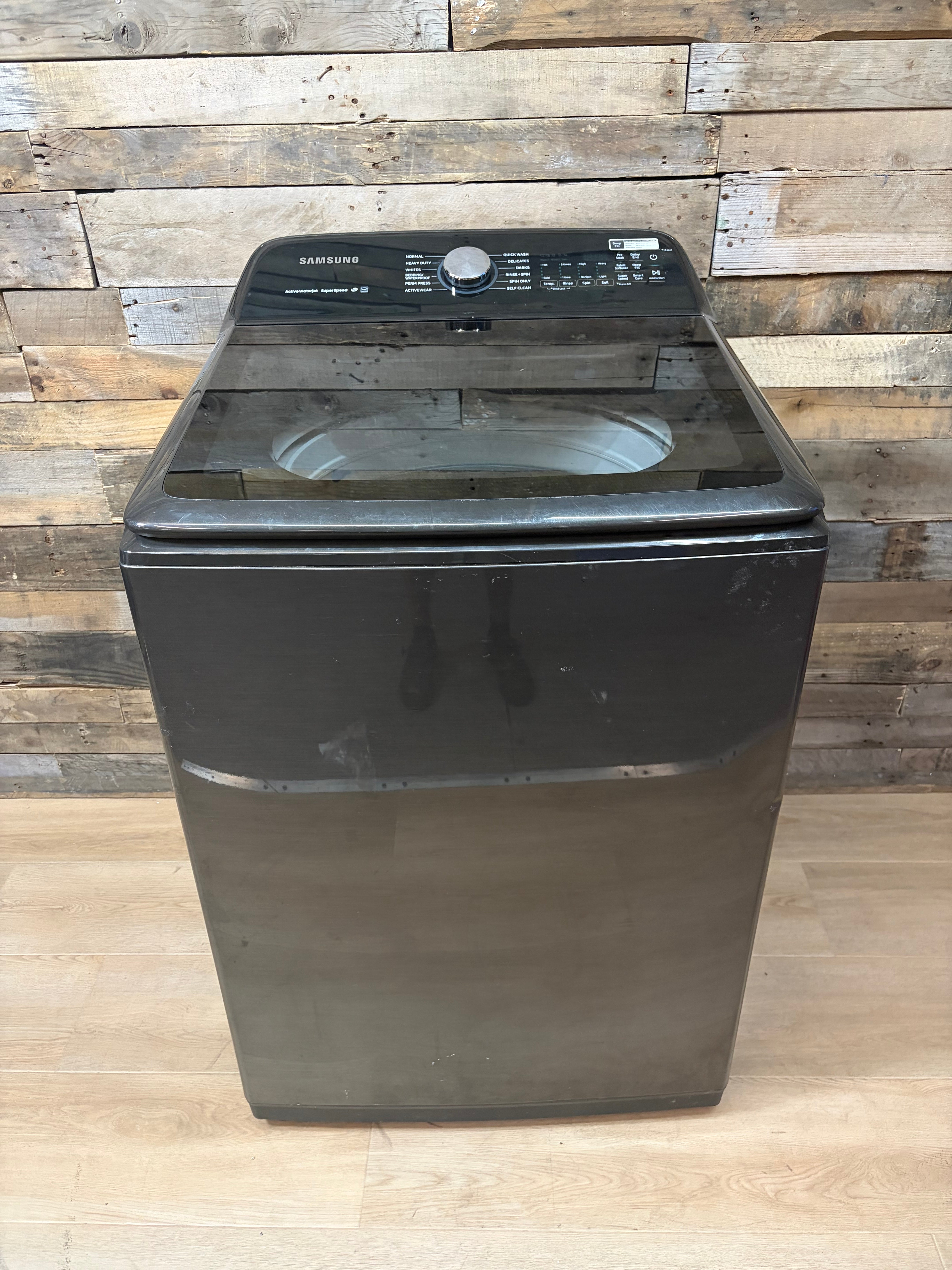 Samsung 5.0 cu. ft. Top Load Washer with Super Speed in Black Stainless Steel