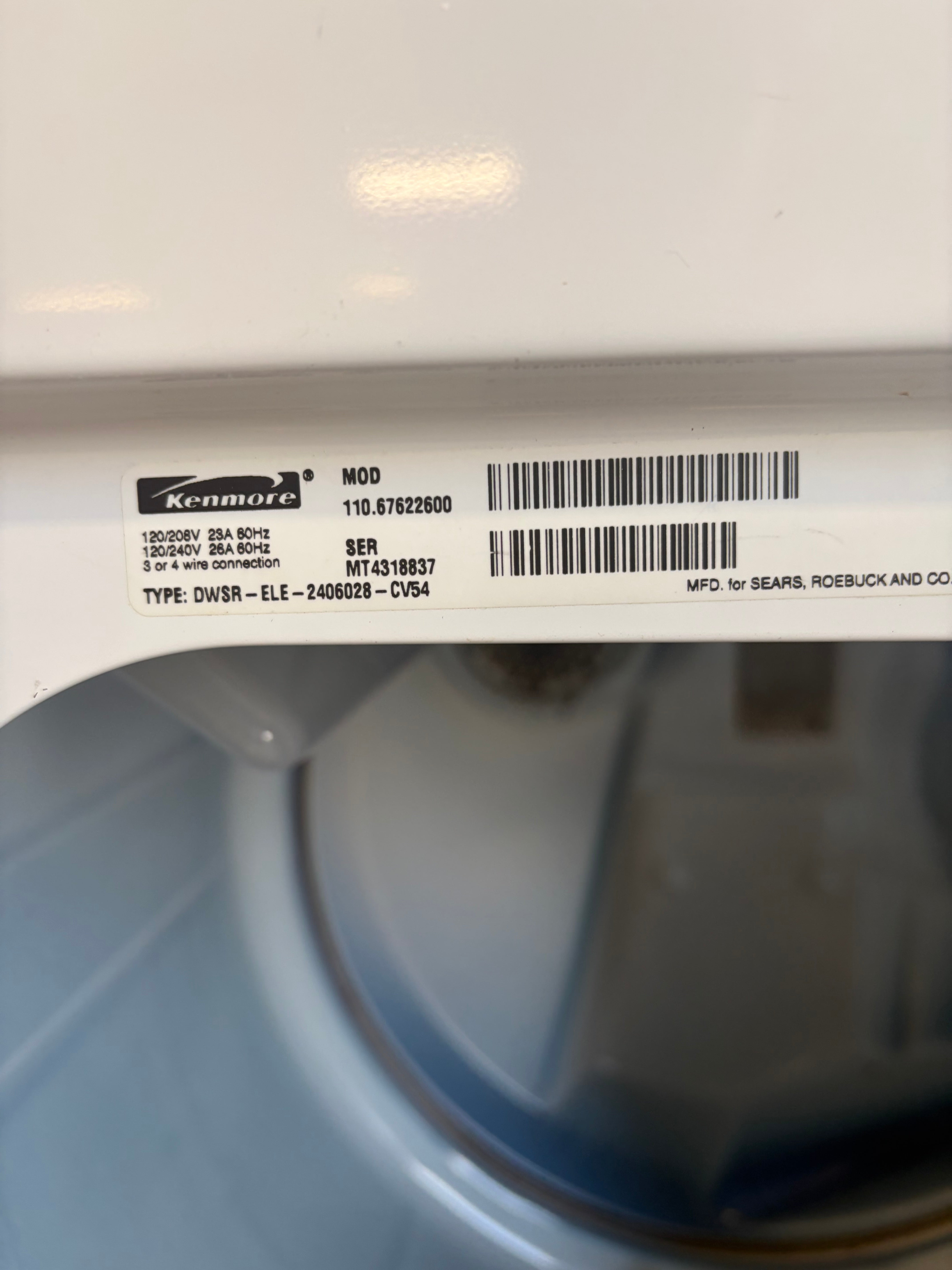 Kenmore White Dryer