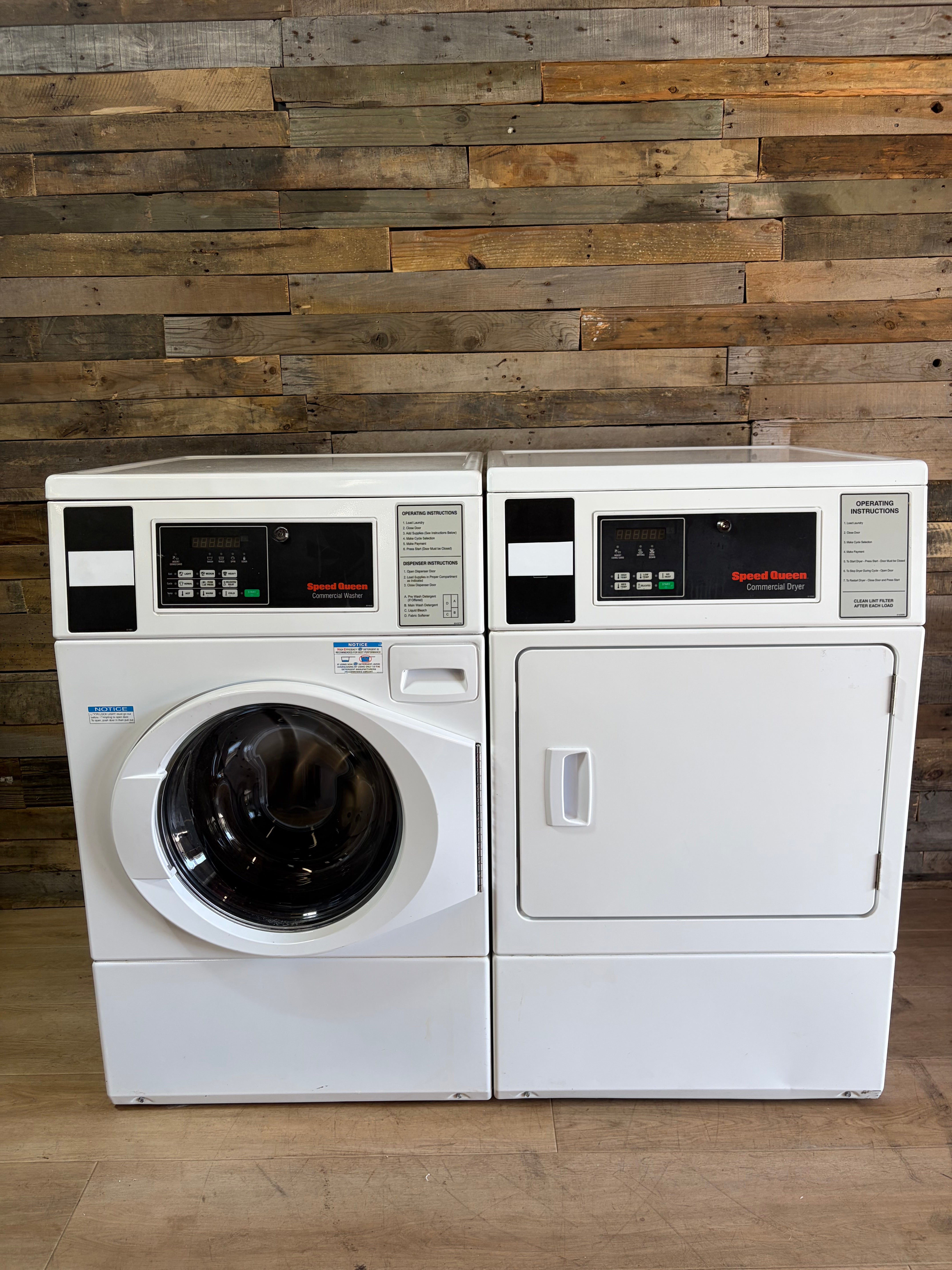 SpeedQueen Commercial Front Load Washer Dryer Set
