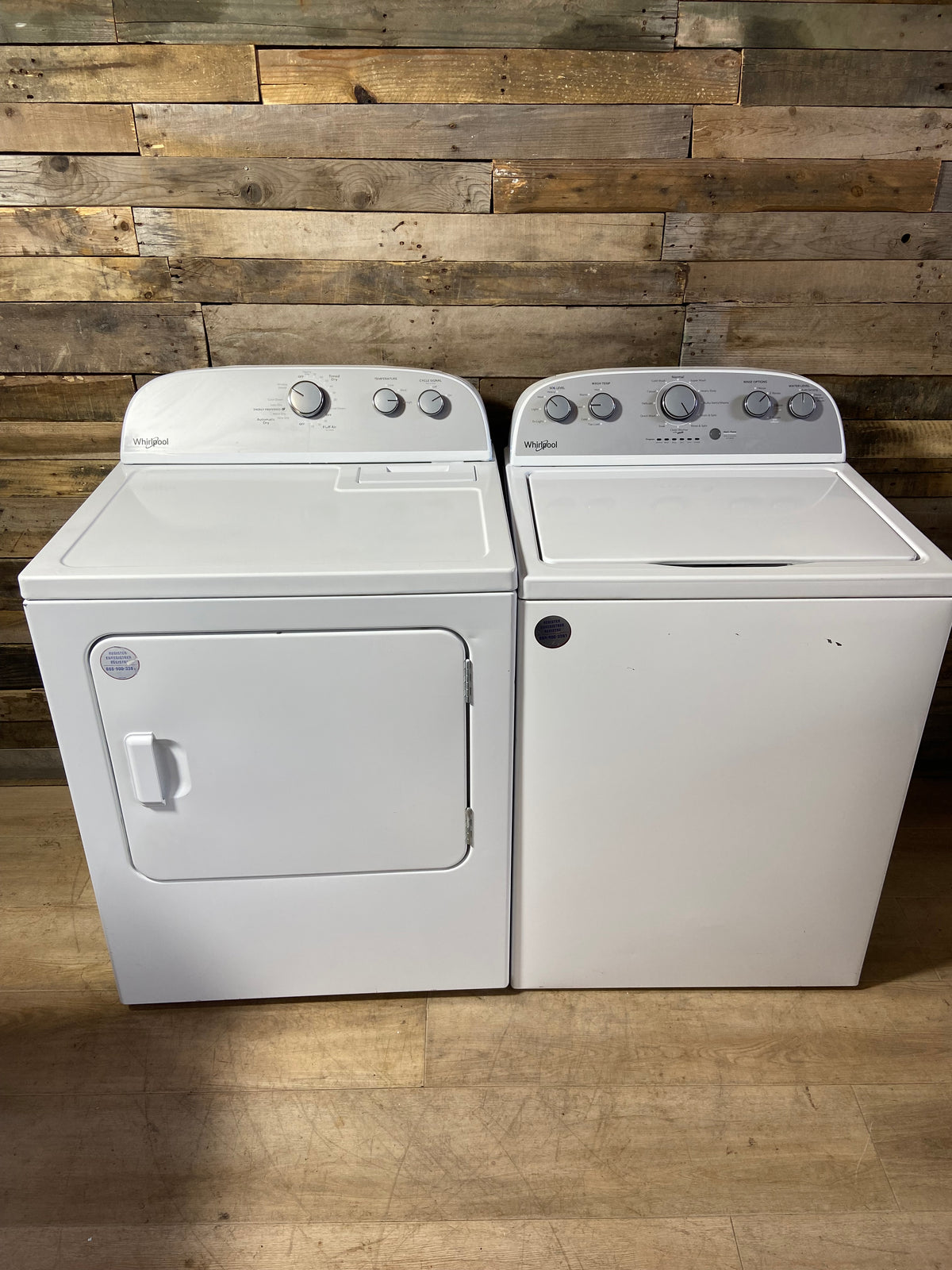 Whirlpool Grey Panel Top Load Washer & Dryer Set