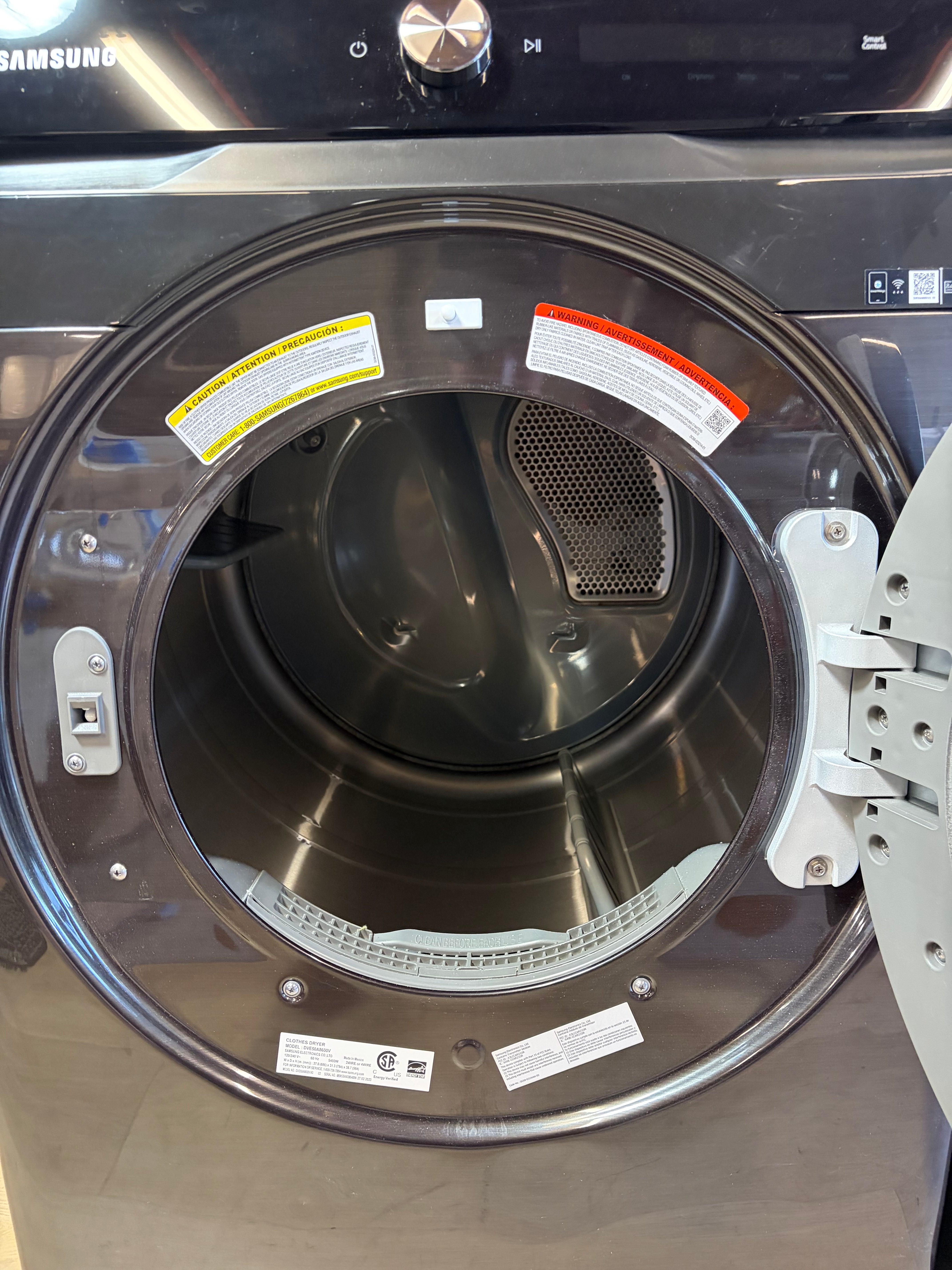 Black Samsung 5.0 Cu Ft Washer and Smart Dryer