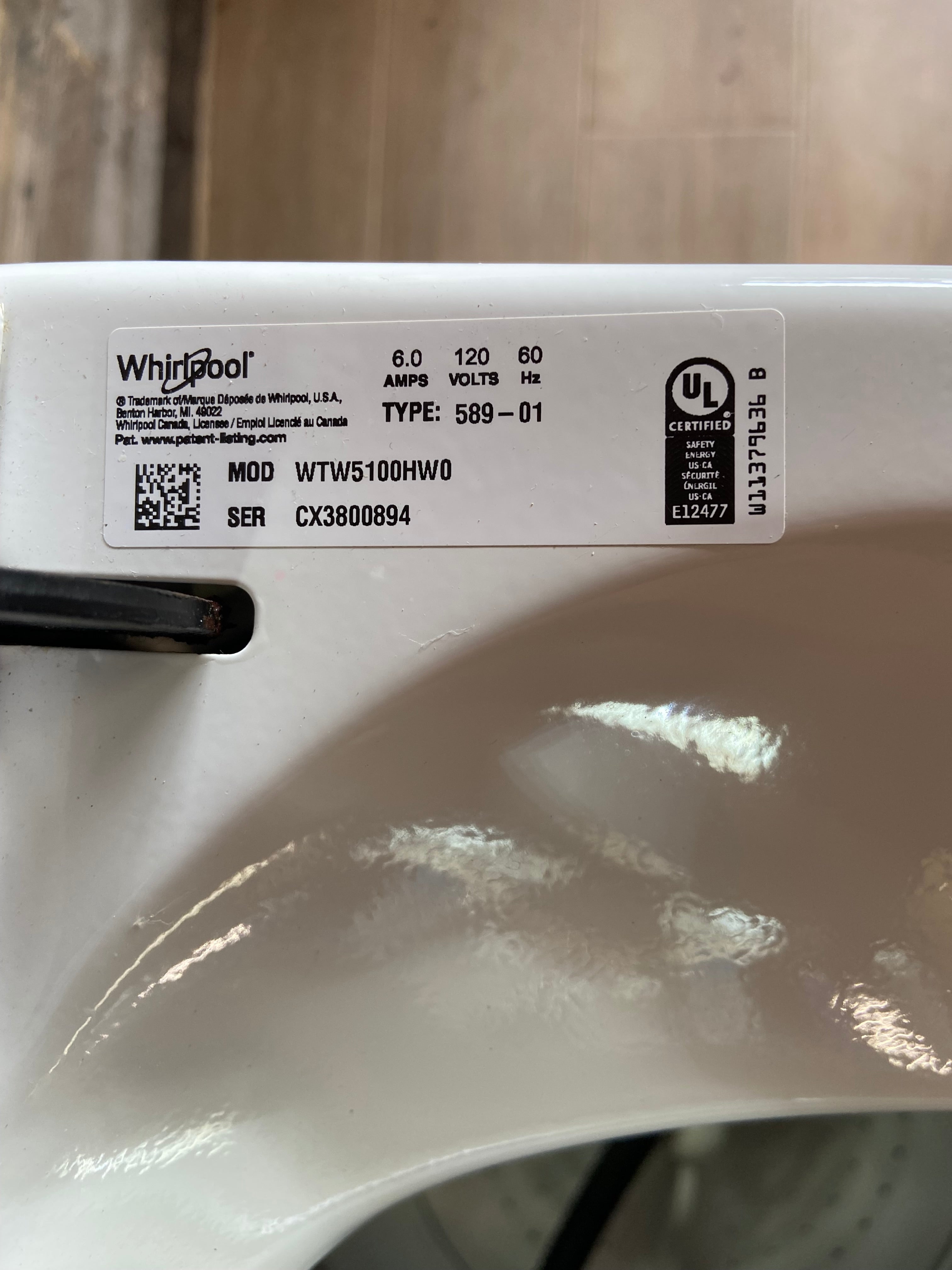Whirlpool Glass Lid Top Load Washer