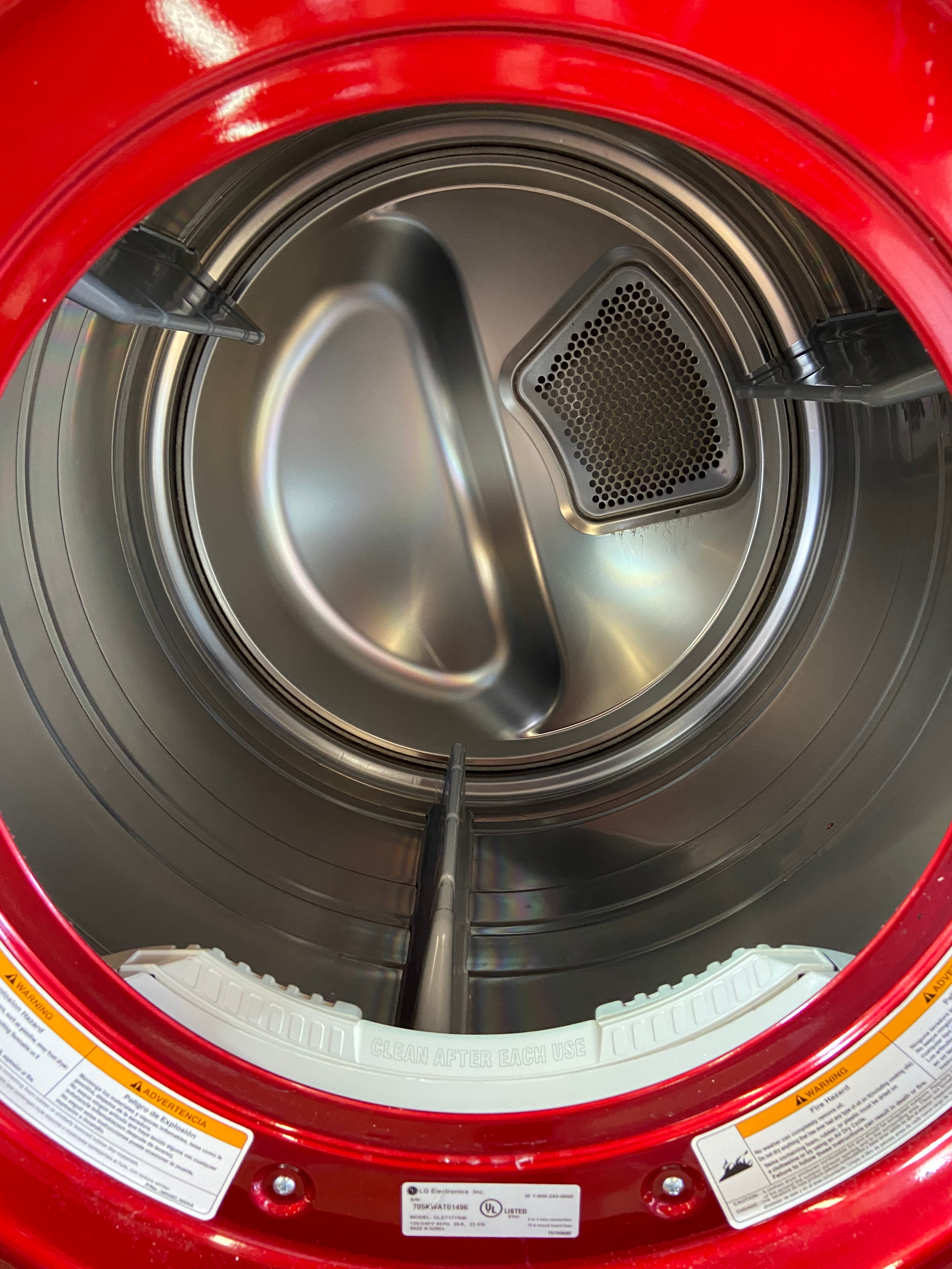 Red LG Front Load Washer & Dryer Set With Pedestals