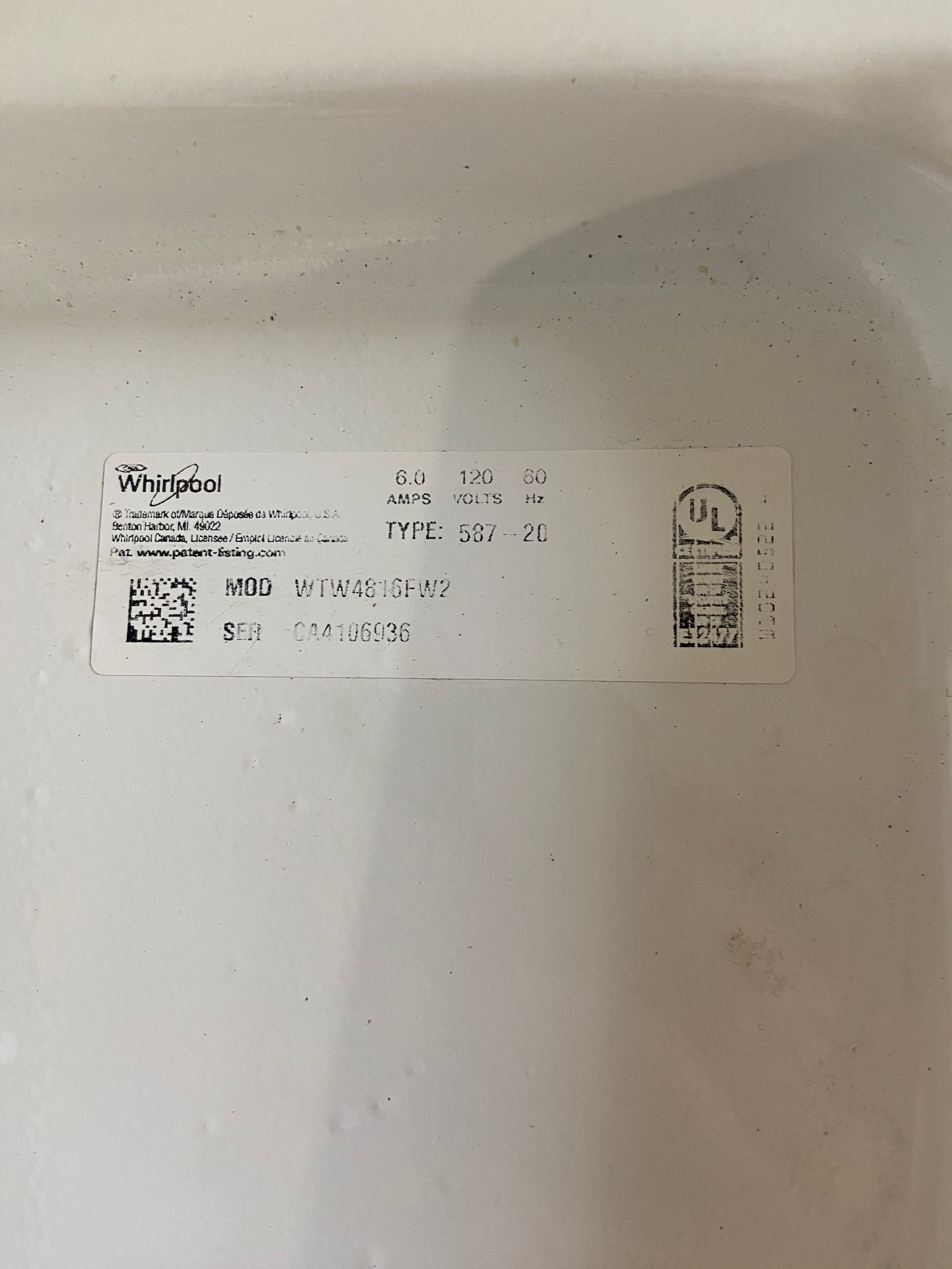 Whirlpool White Top Load Set