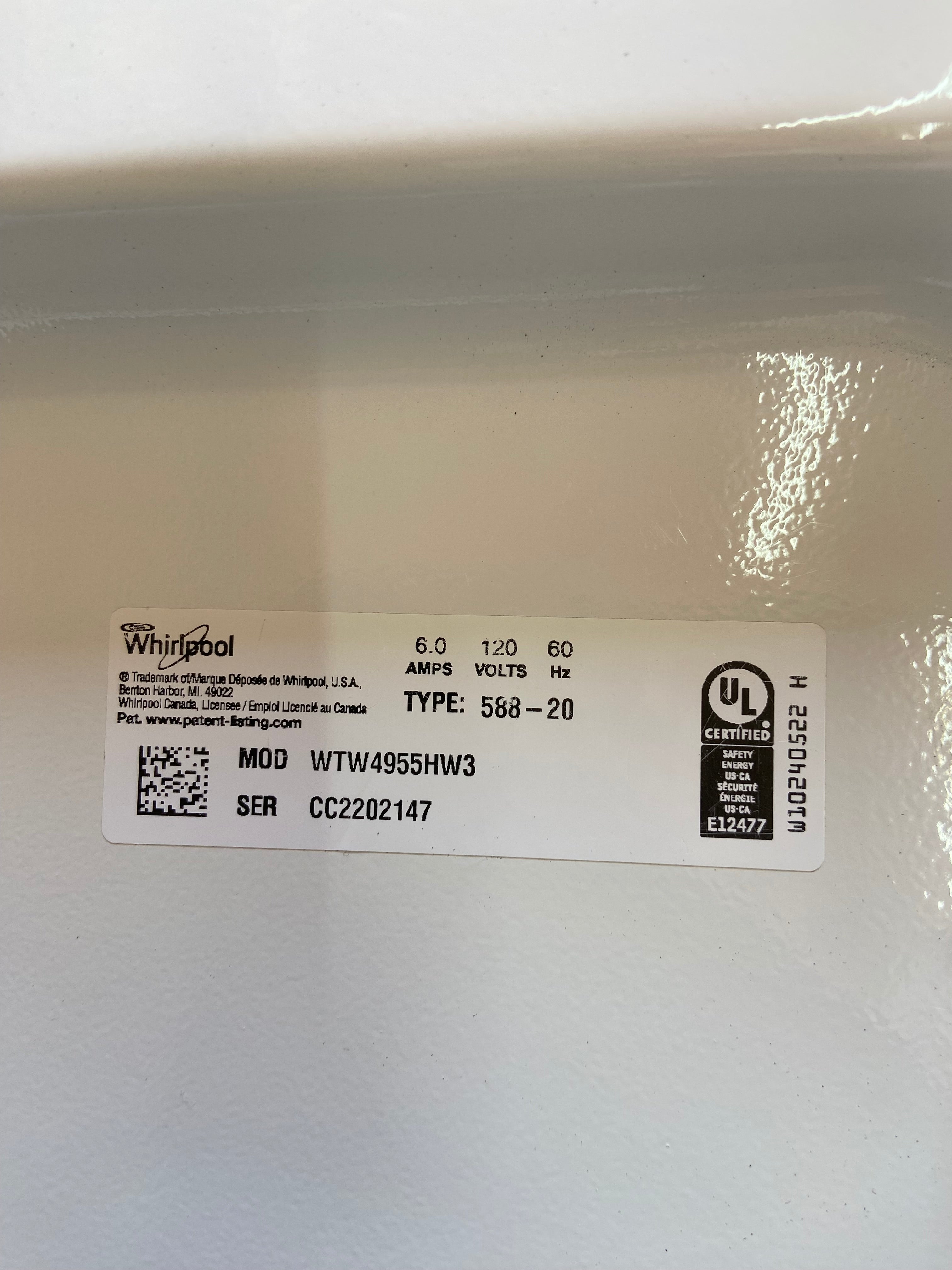 Whirlpool Stainless Steel Drum Top Load Washer