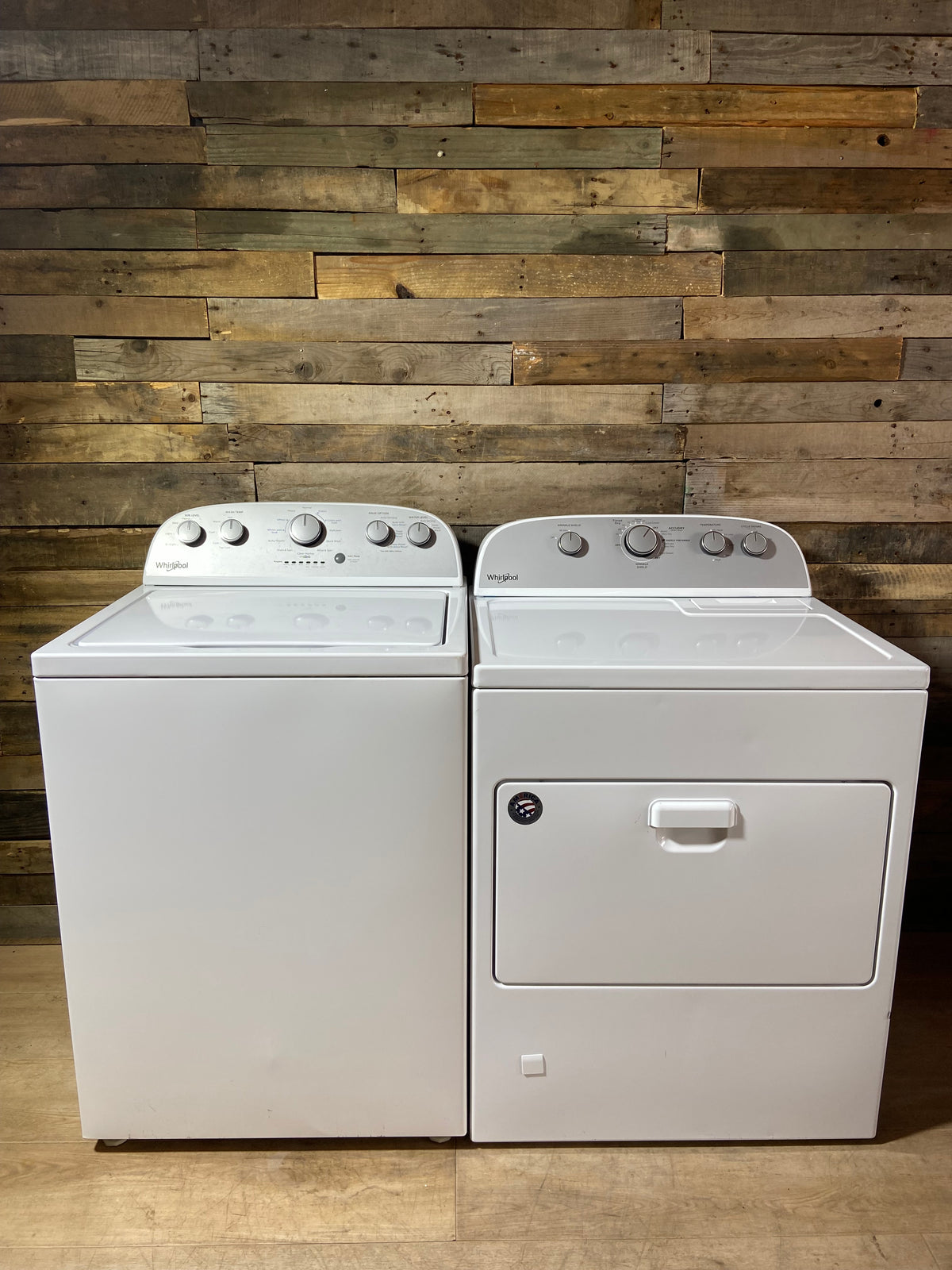 Whirlpool Top Load Grey Panel  Washer & Dryer Set