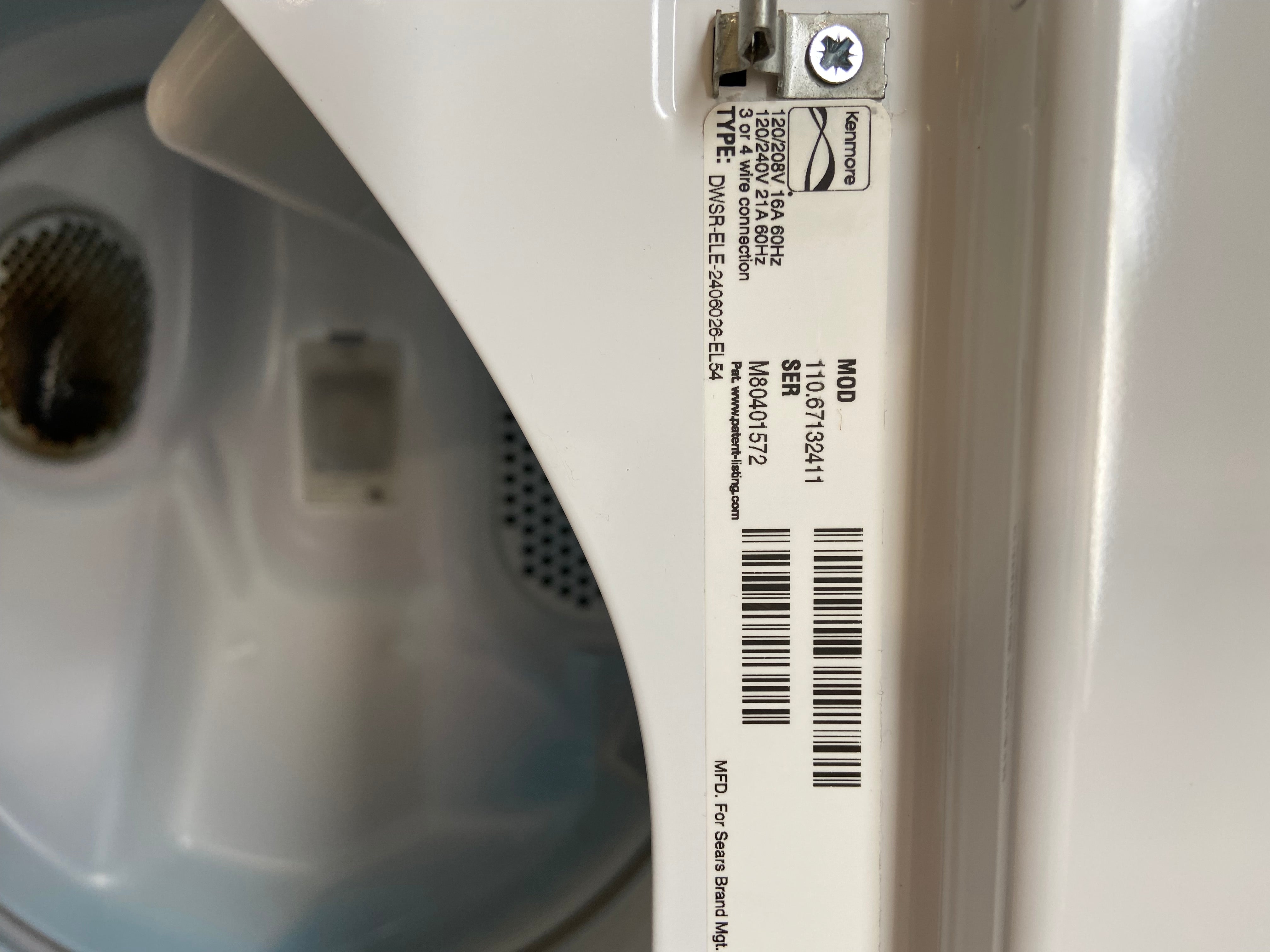 Kenmore 600 Series Dryer