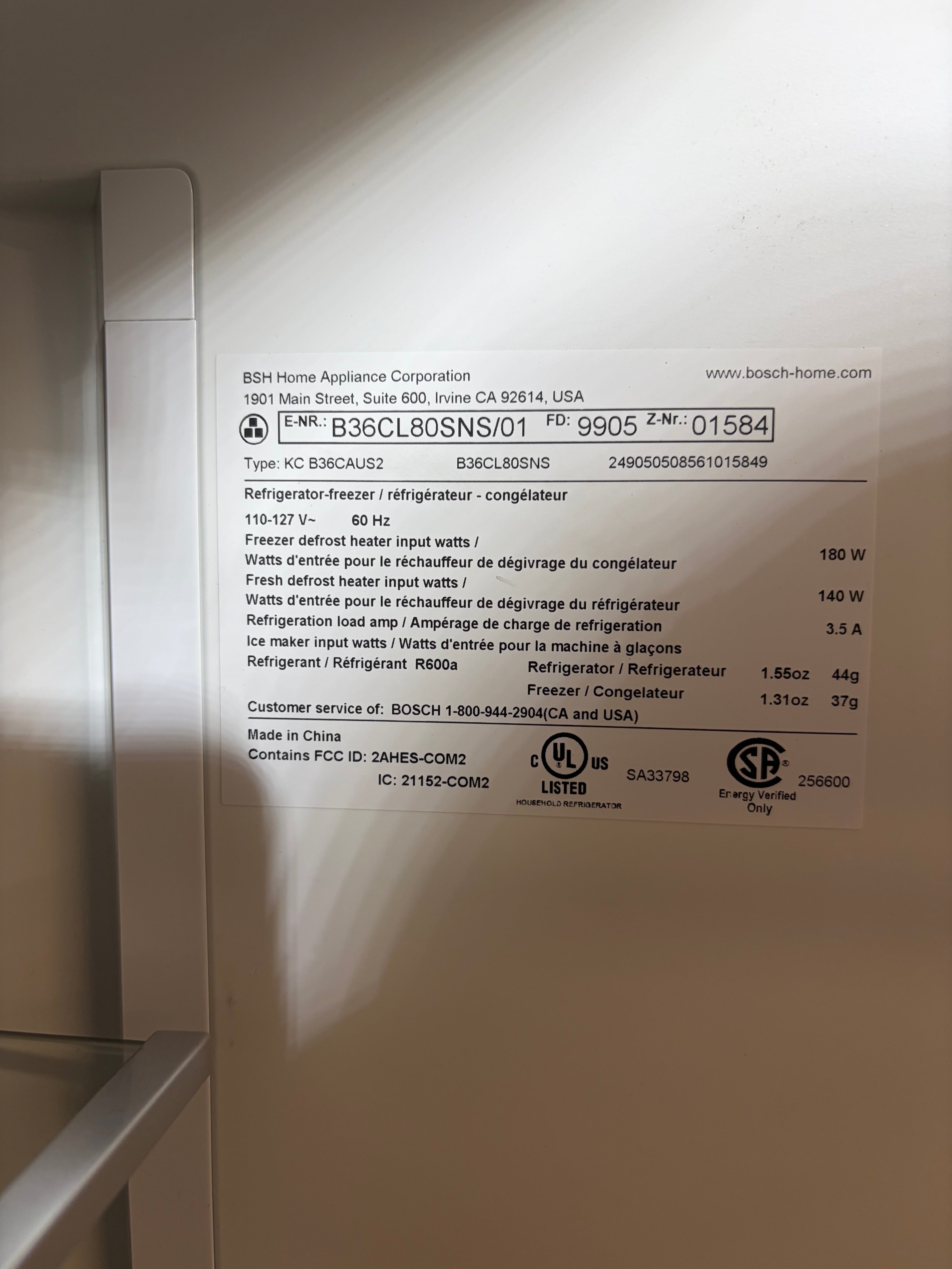 Bosch® 800 Series 36" 20.5 Cu. Ft. Stainless Steel Counter Depth French Door Refrigerator