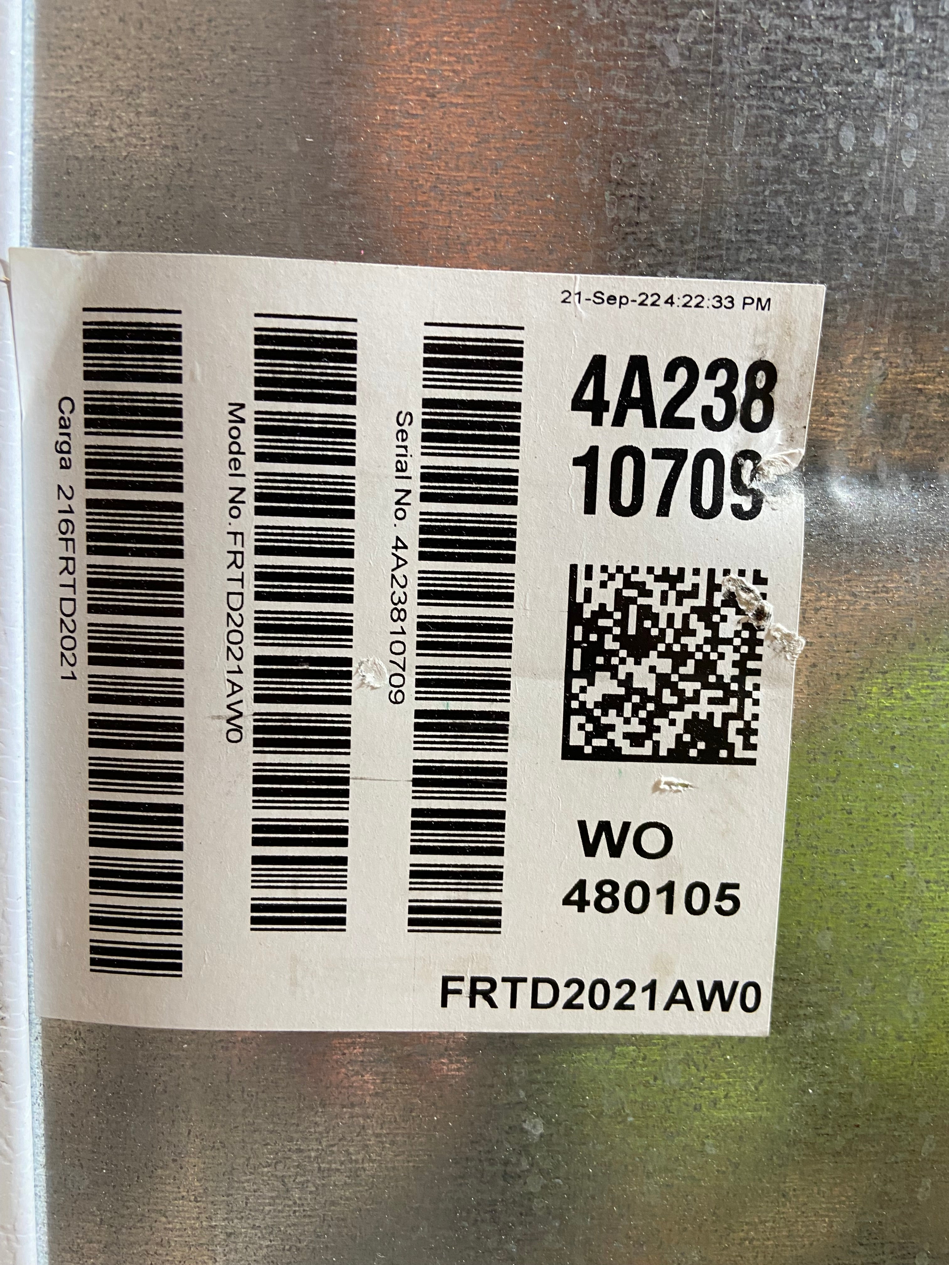 White Frigidaire Refrigerator With Ice Maker