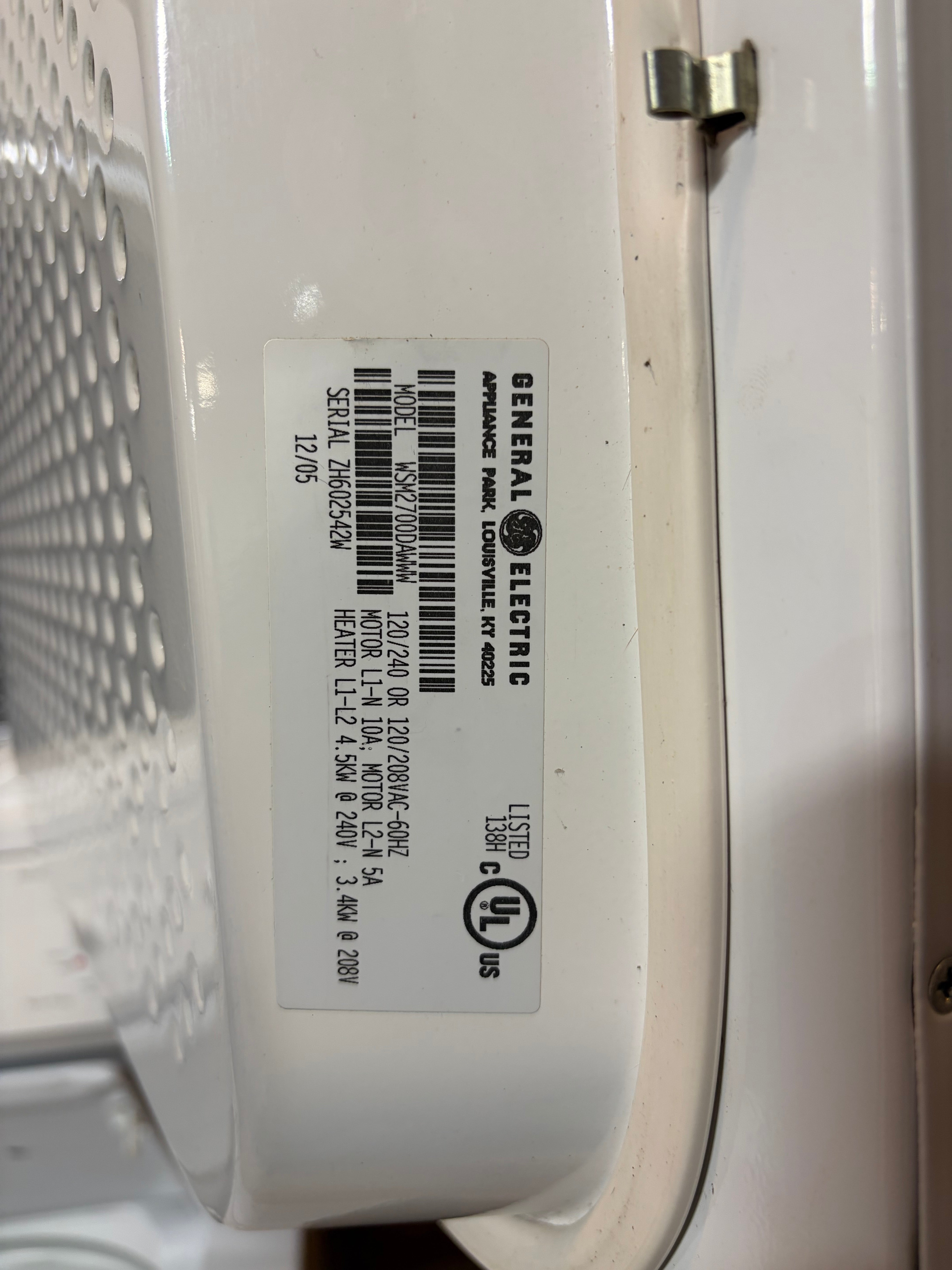 GE Spacemaker 27in 240v Stackable