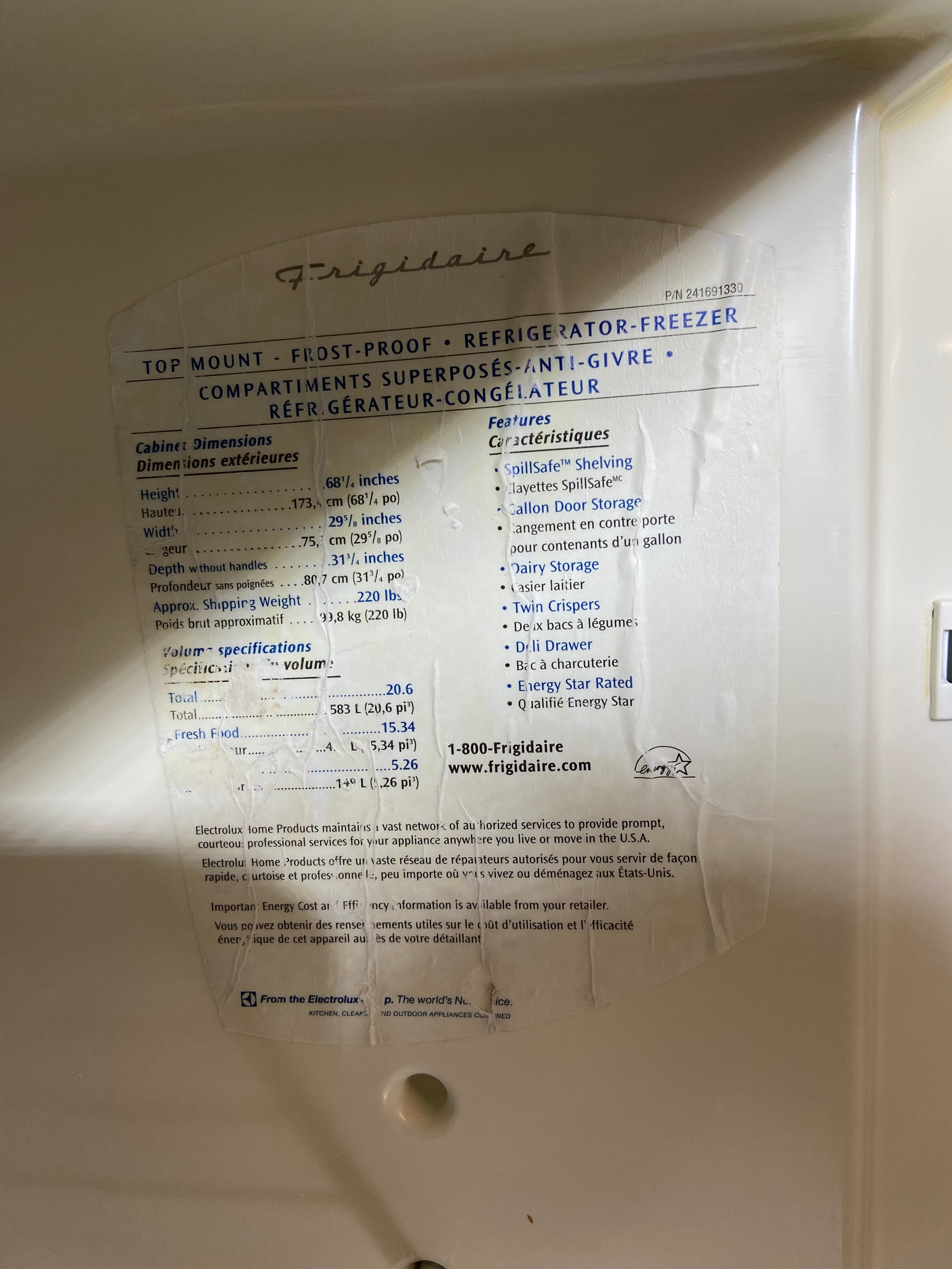 Frigidaire Top Bottom Refrigerator With Ice Maker