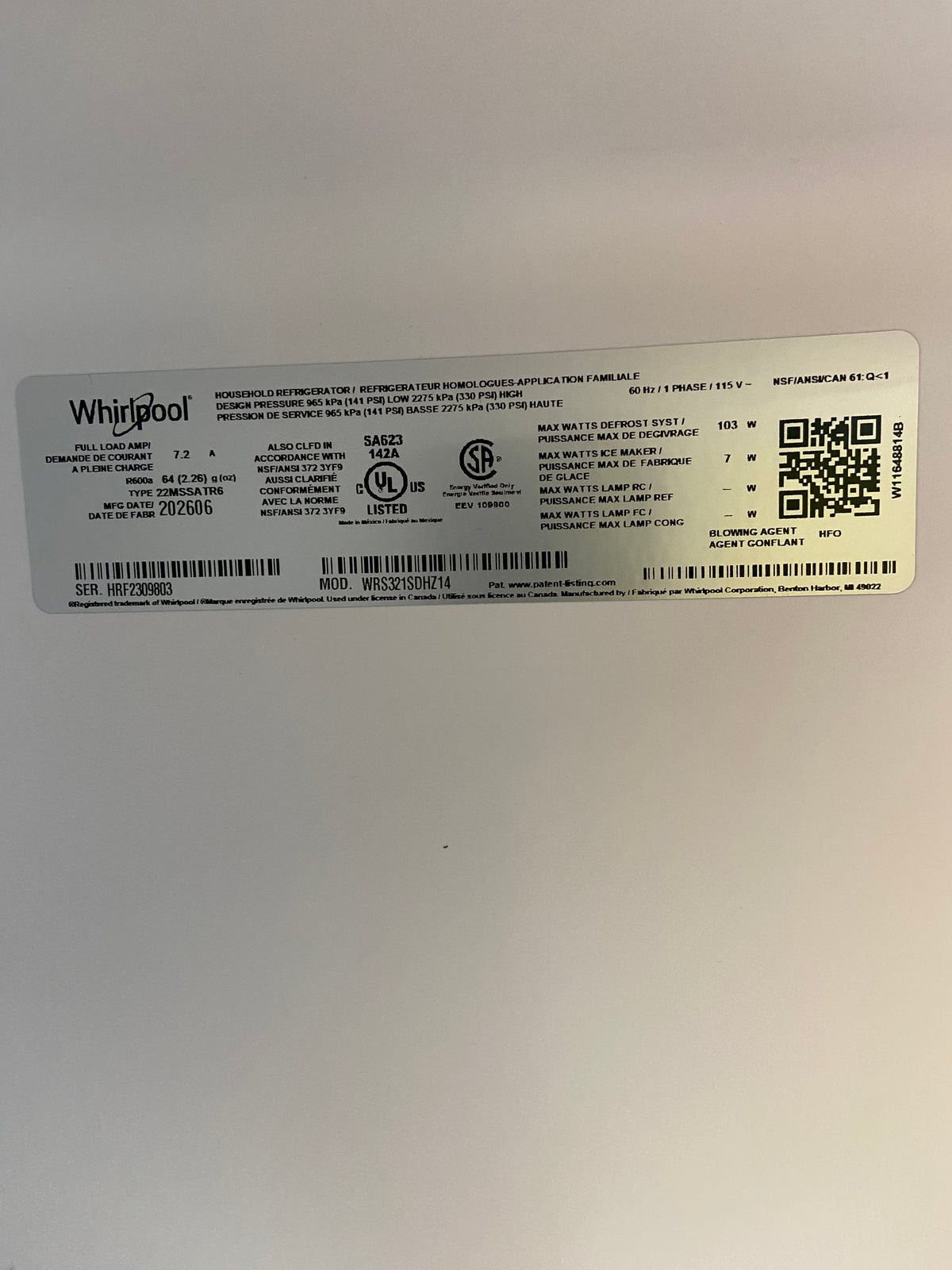 NEW IN BOX🔥 Whirlpool 21.4-cu ft Standard-Depth 33-in Wide Side-by-Side Refrigerator with Ice Maker Fingerprint Resistant Stainless Finish )