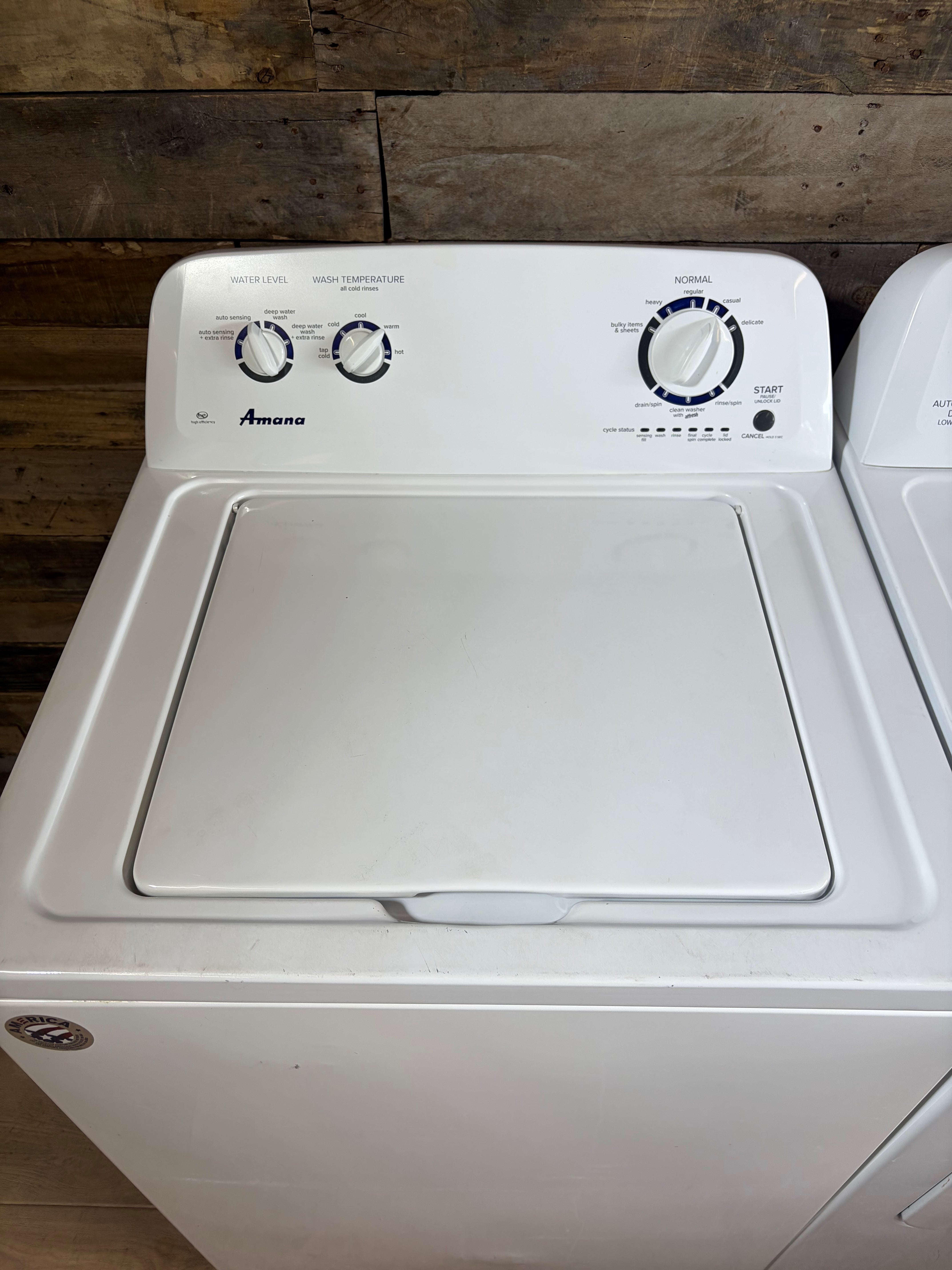 Amana White Top Load Washer Dryer Set