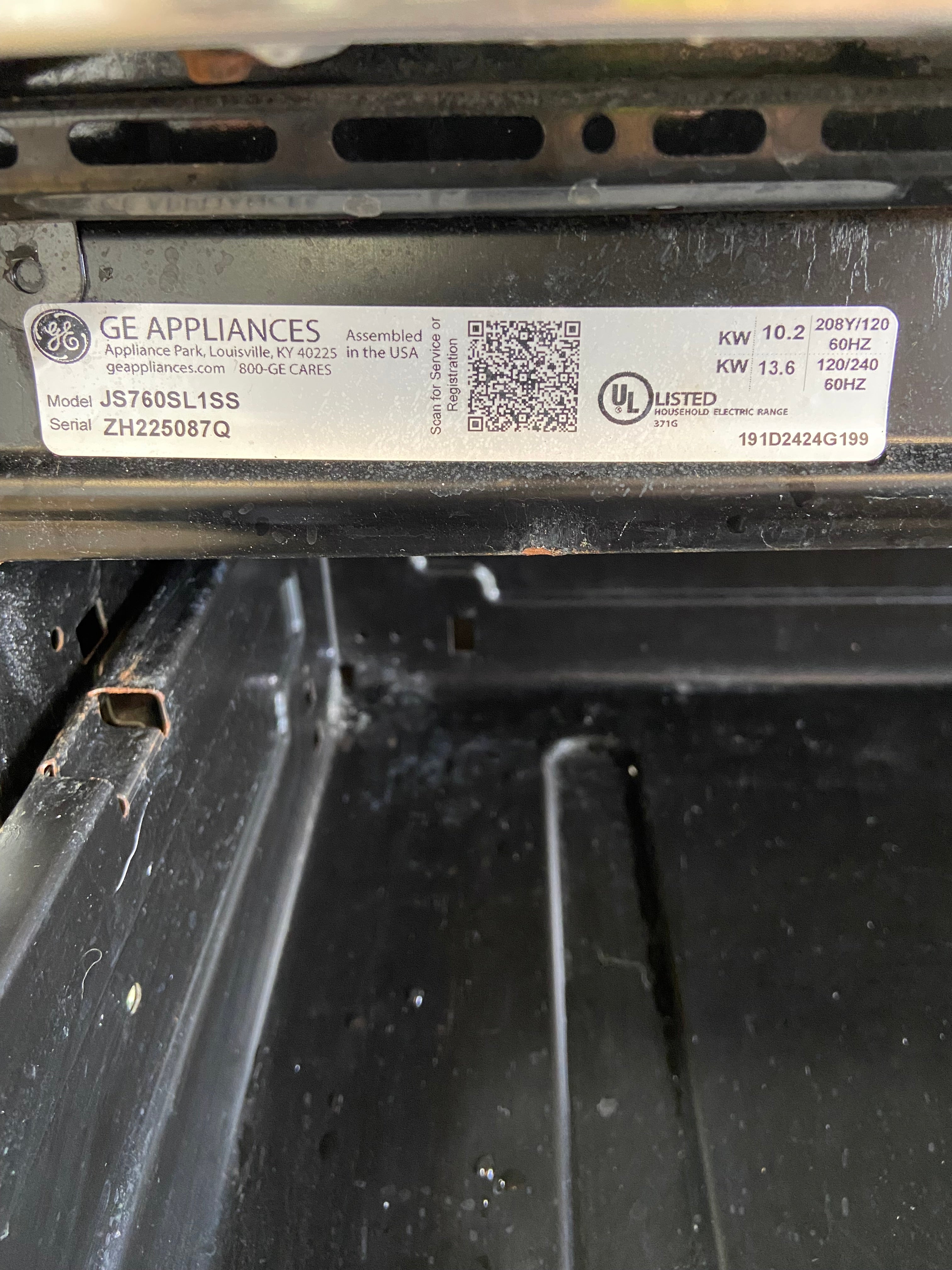 GE Slide In Range Convection Oven