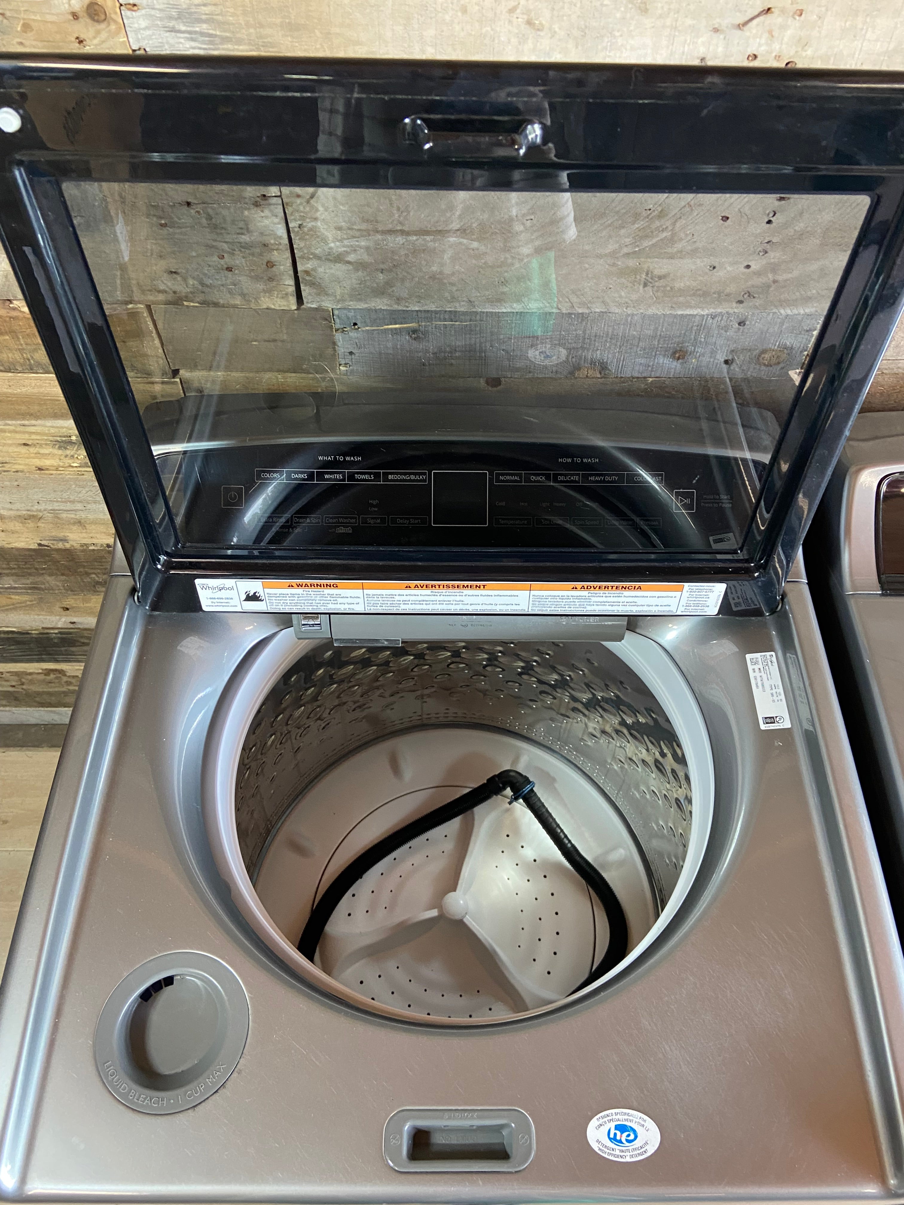 Grey Whirlpool Glass Lid Washer Dryer Set