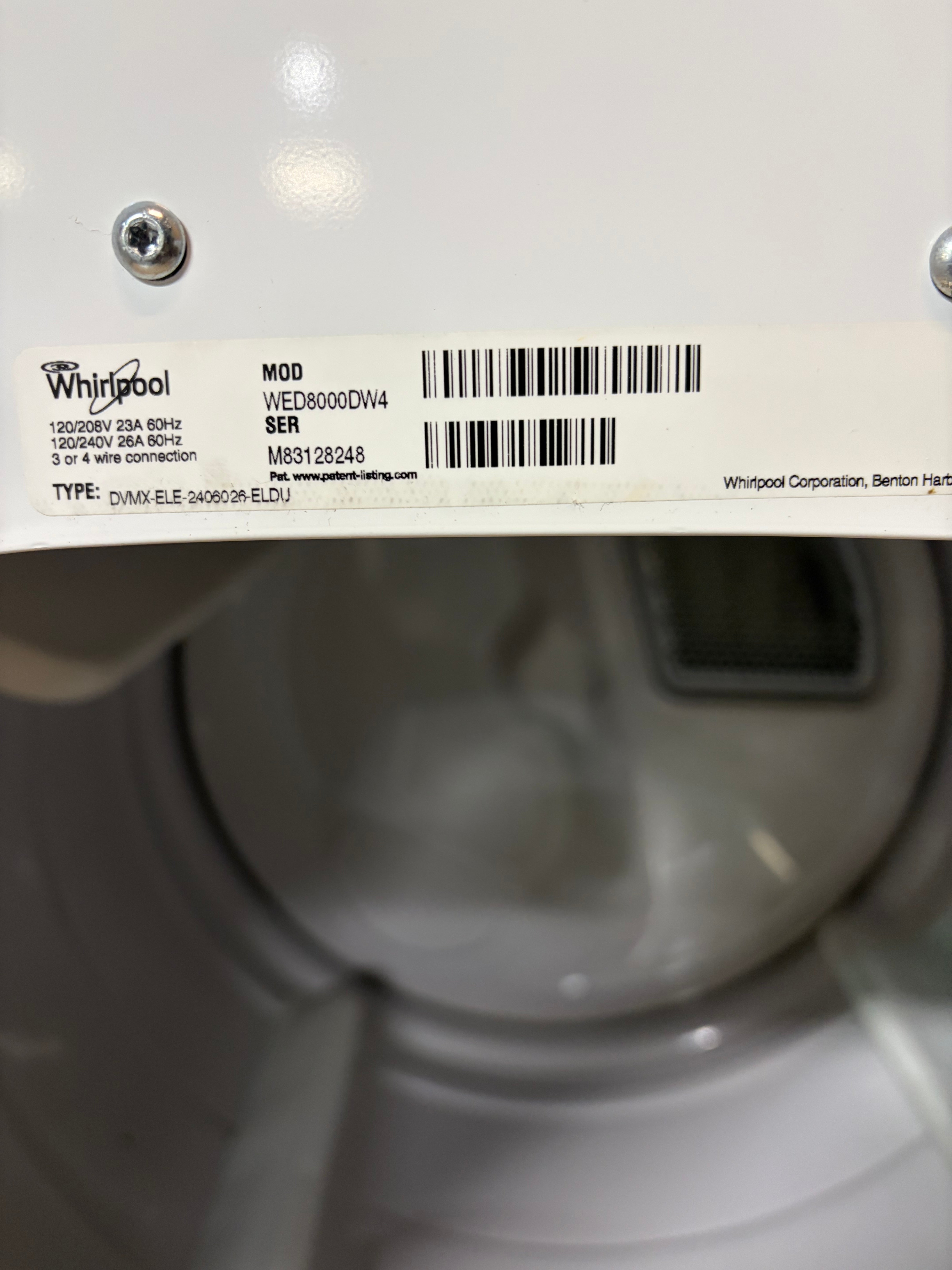 White Whirlpool Cabrio XL Dryer