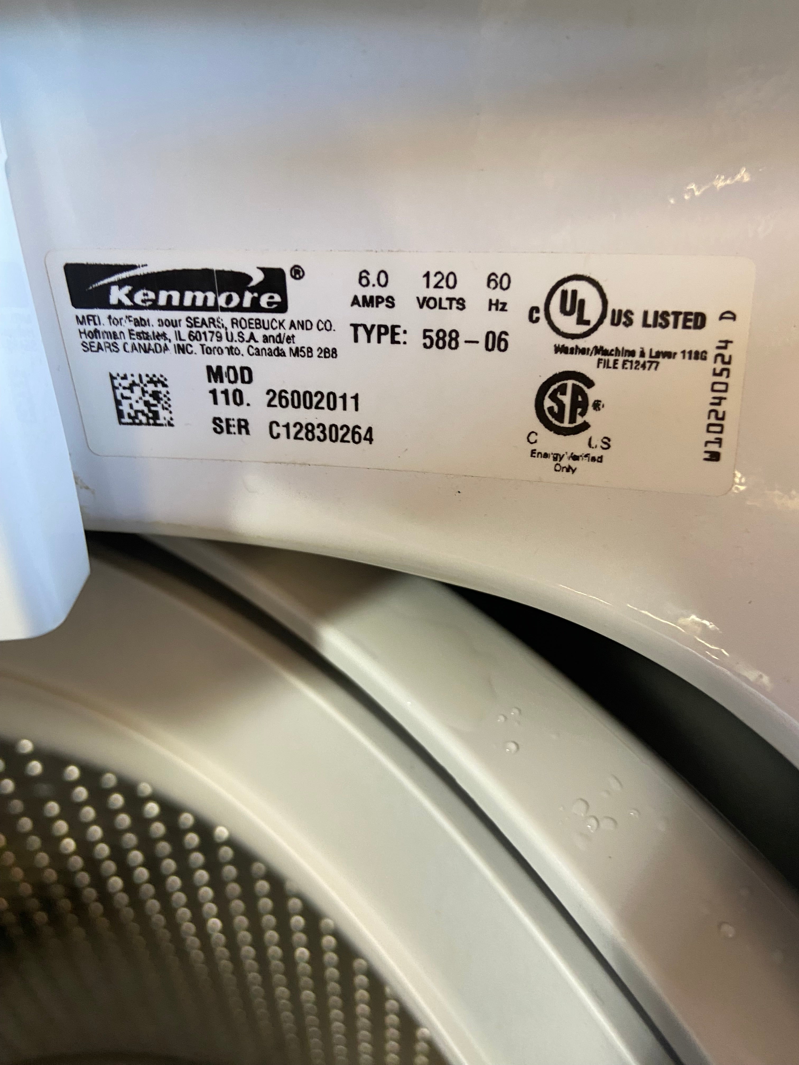 Kenmore Large Capacity Top Load Washer No Agitator