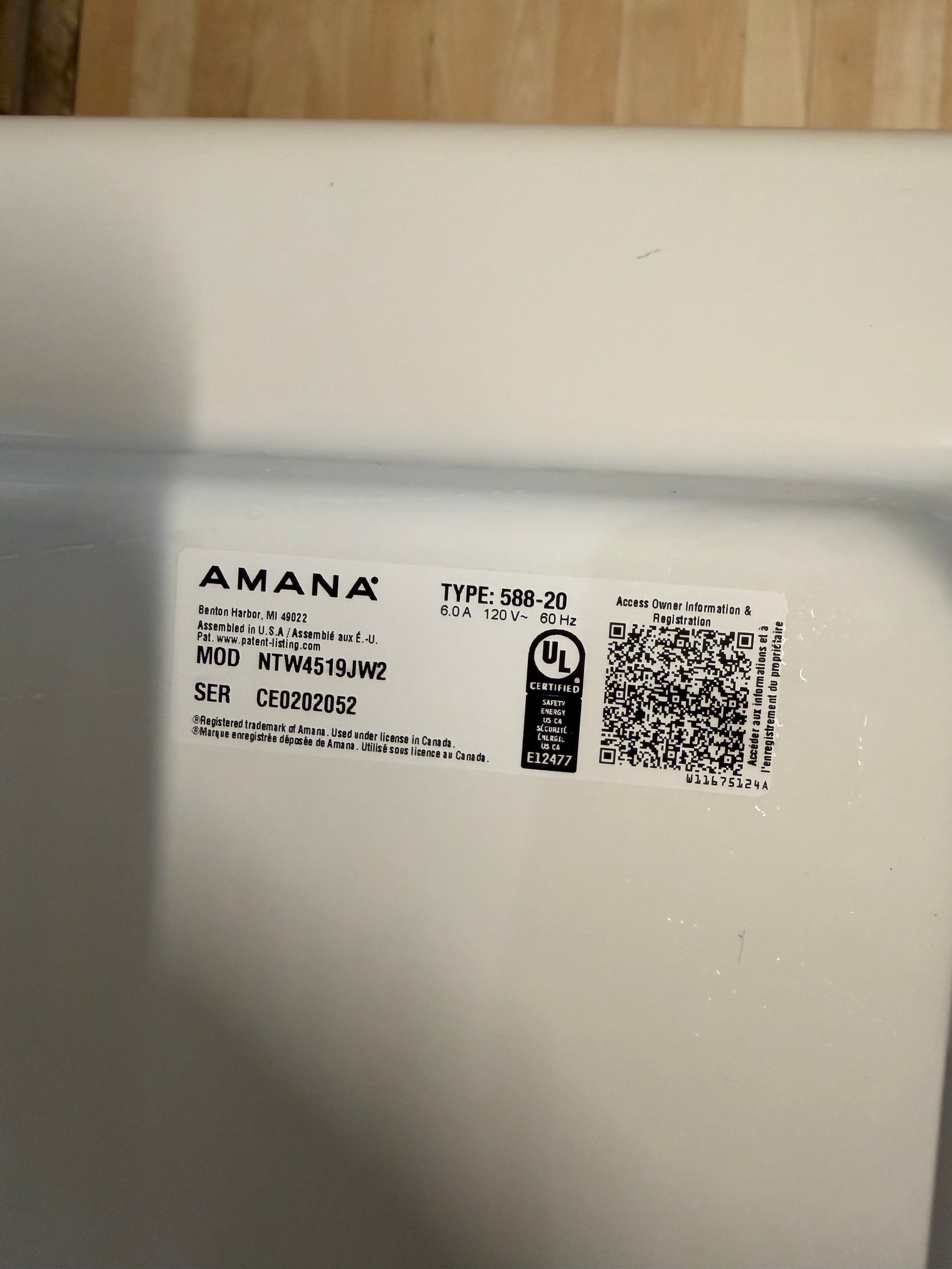 Amana Top Load Washer