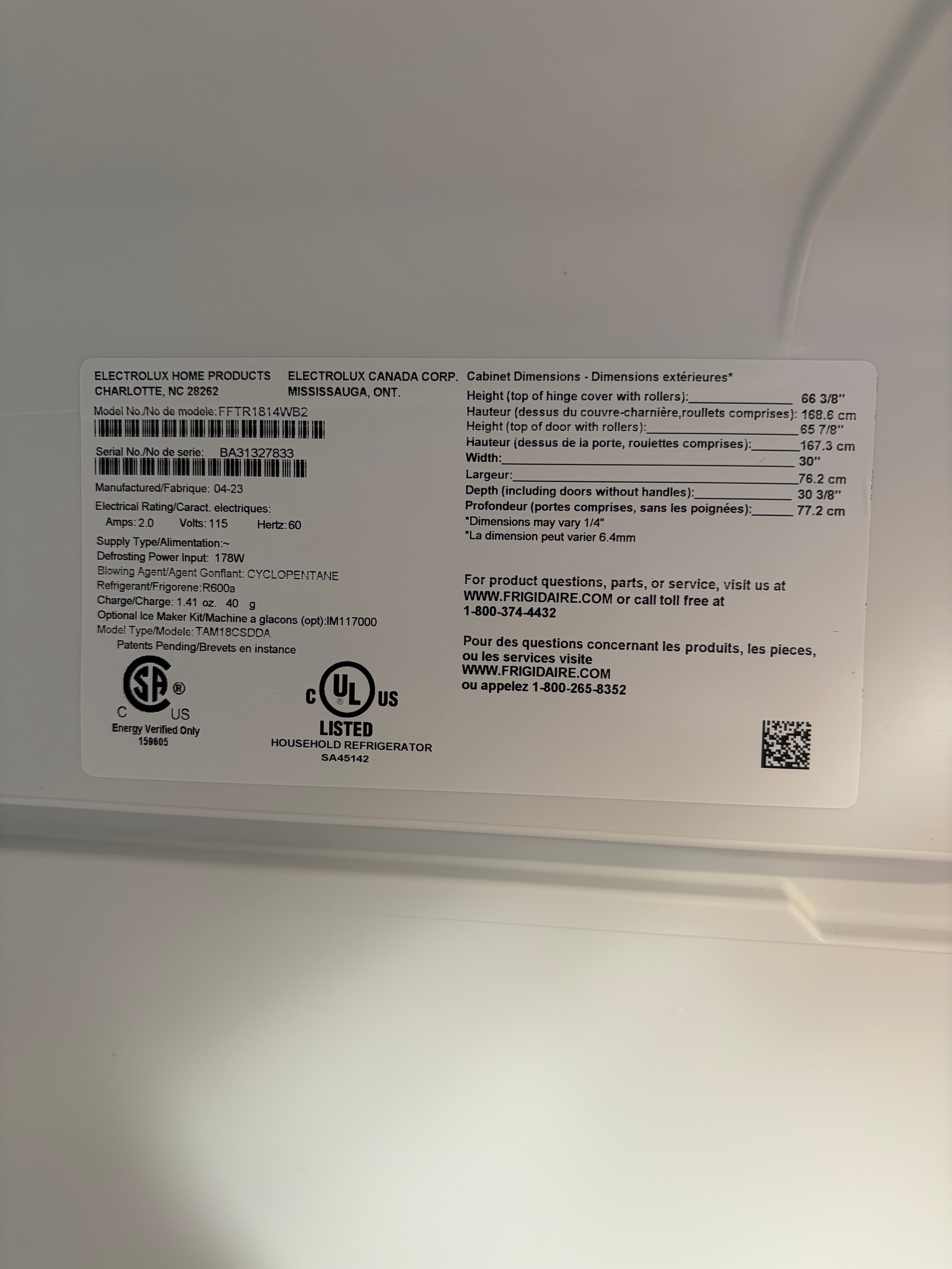 Black Frigidaire Top Bottom Fridge