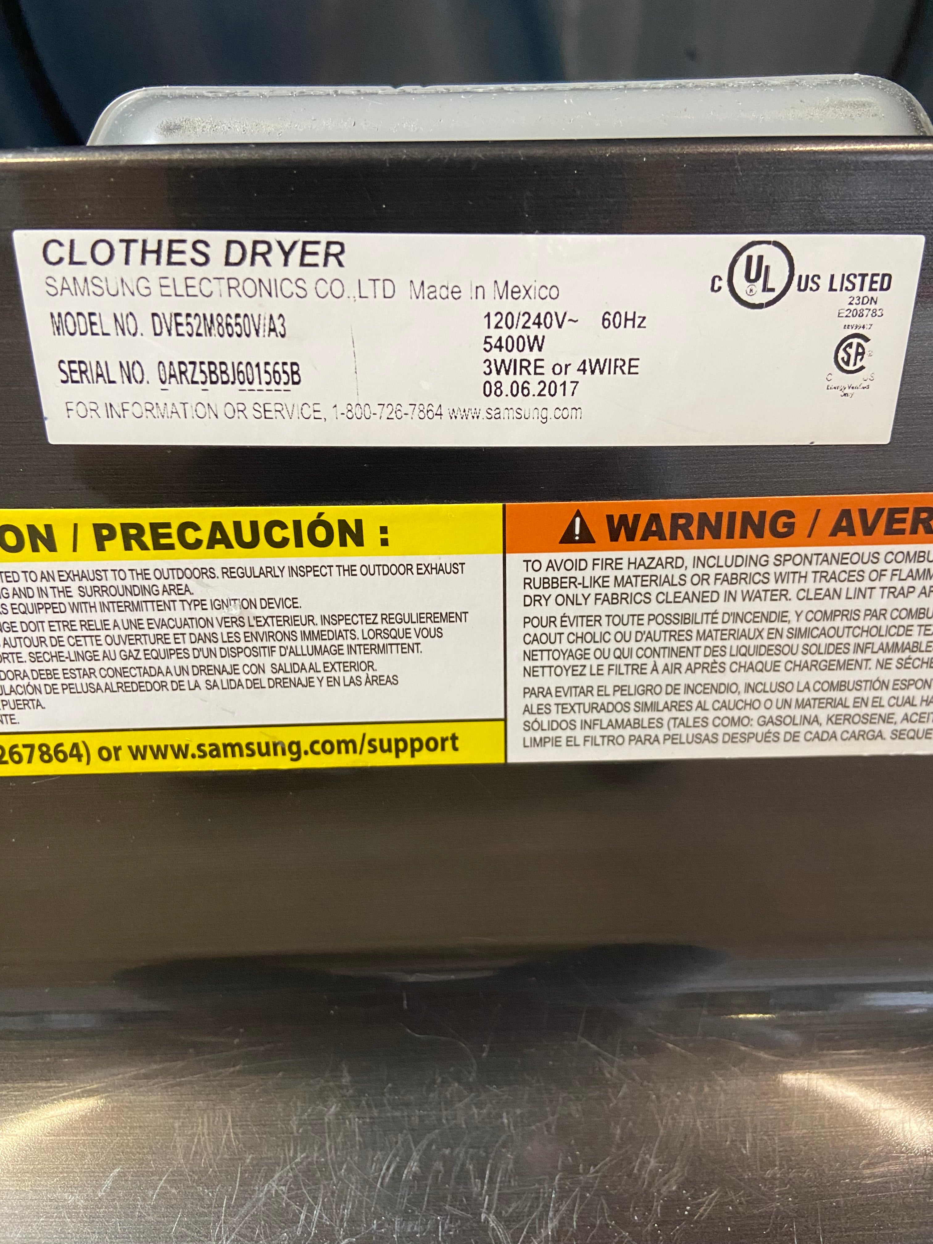 Samsung Black Stainless SmartCare Dryer