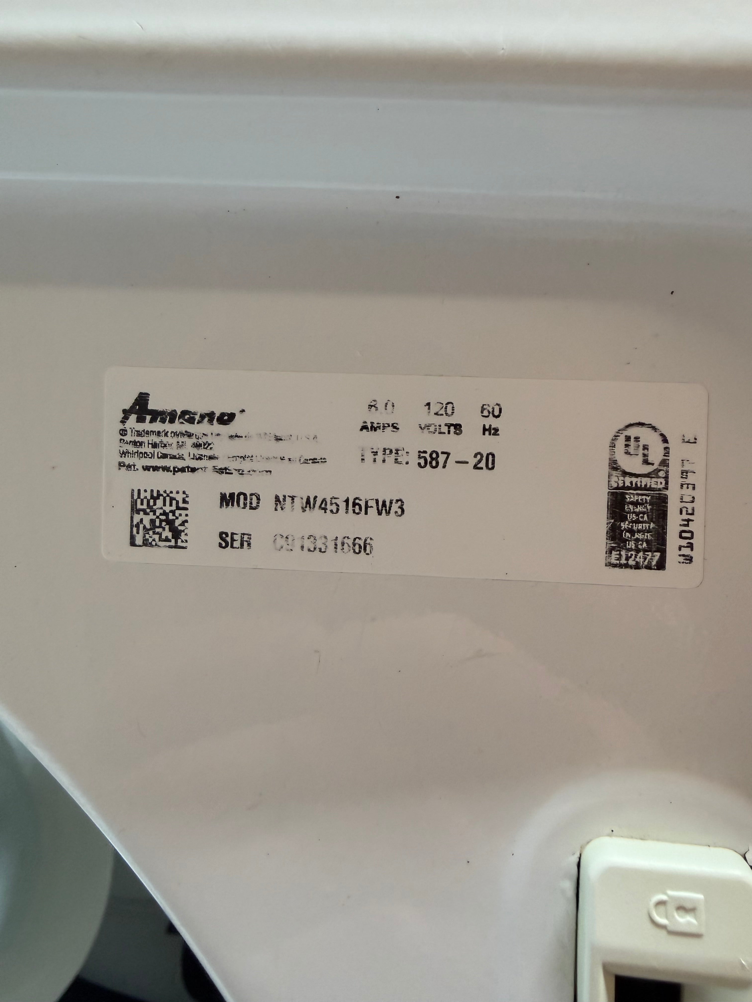 Amana White Top Load Washer Dryer Set