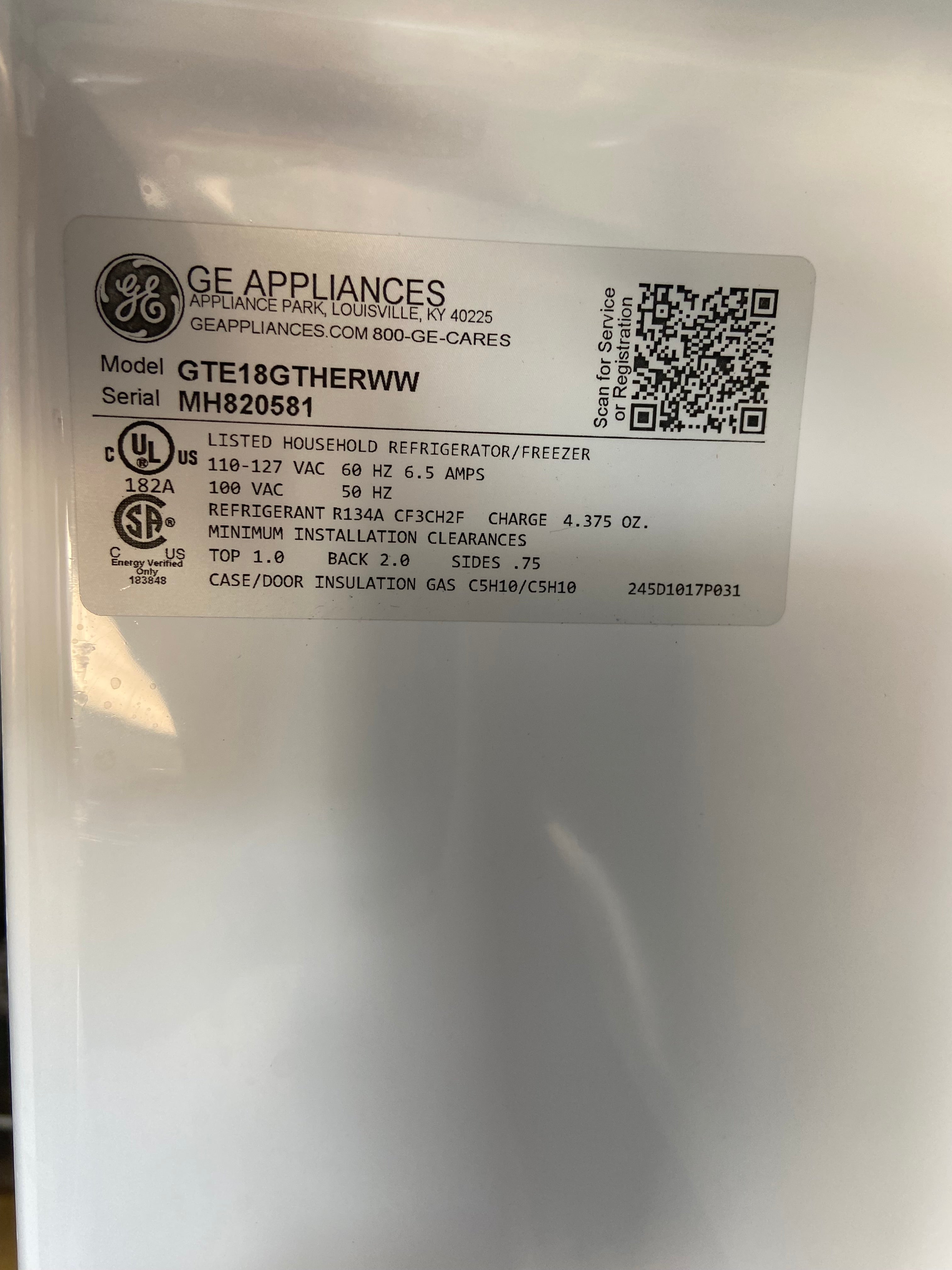 GE White Top/Bottom Refrigerator