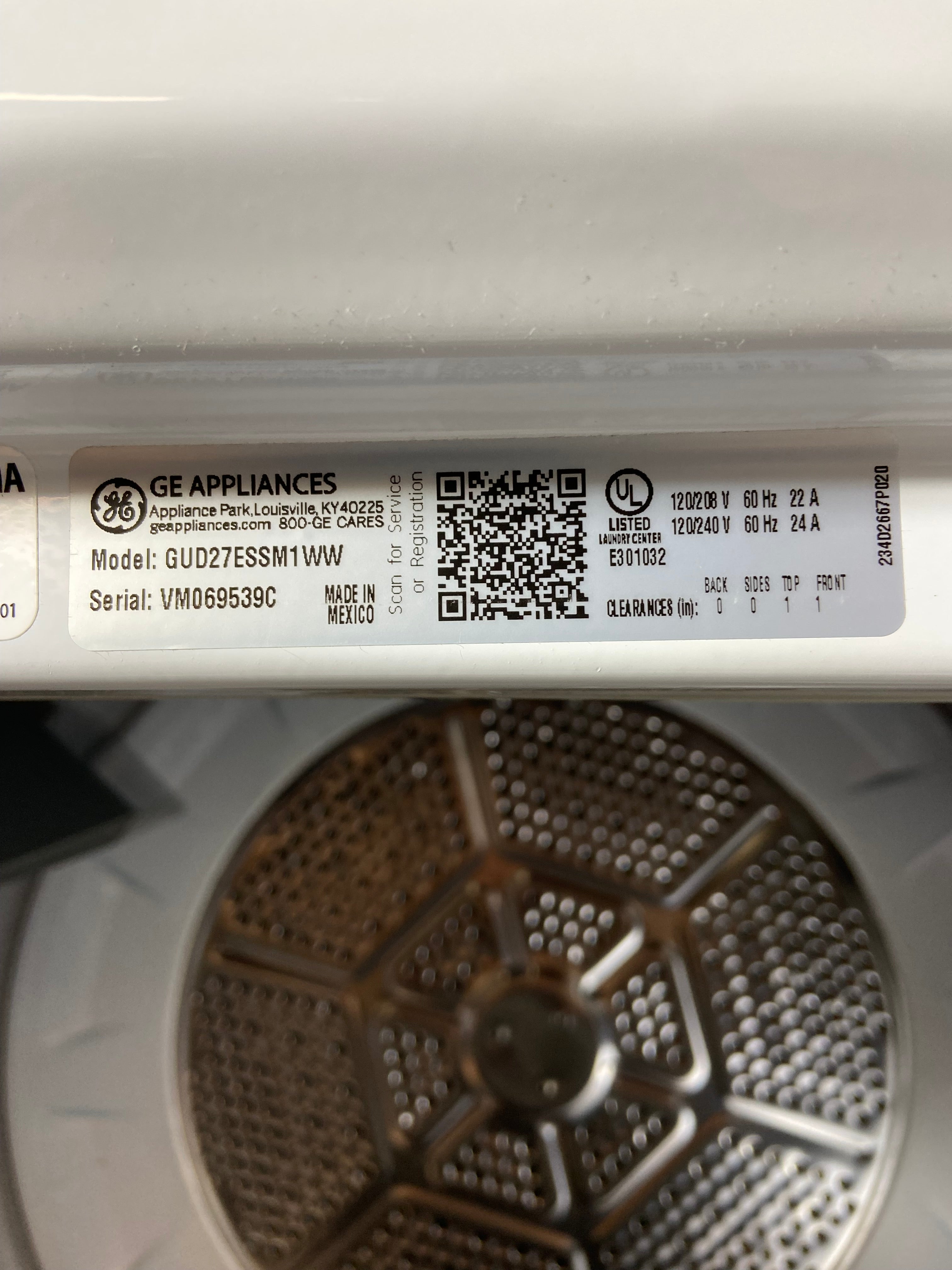 GE 27 inch Stackable Washer & Dryer