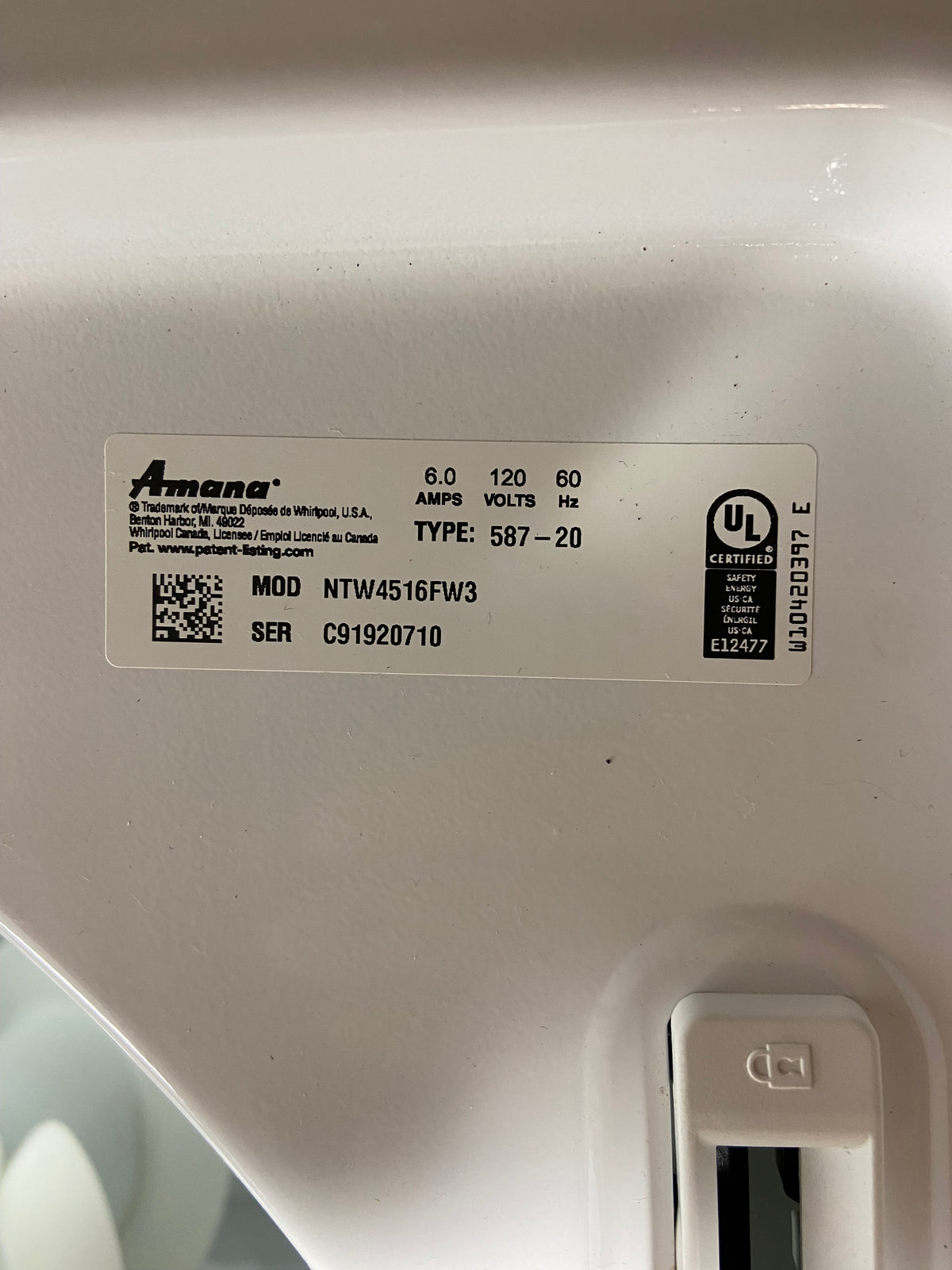 Amana Top Load Washer