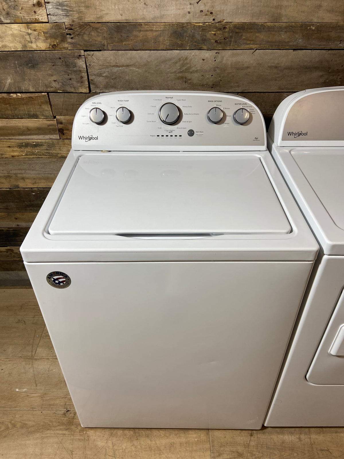 Whirlpool Top Load Grey Panel Washer & Dryer Set