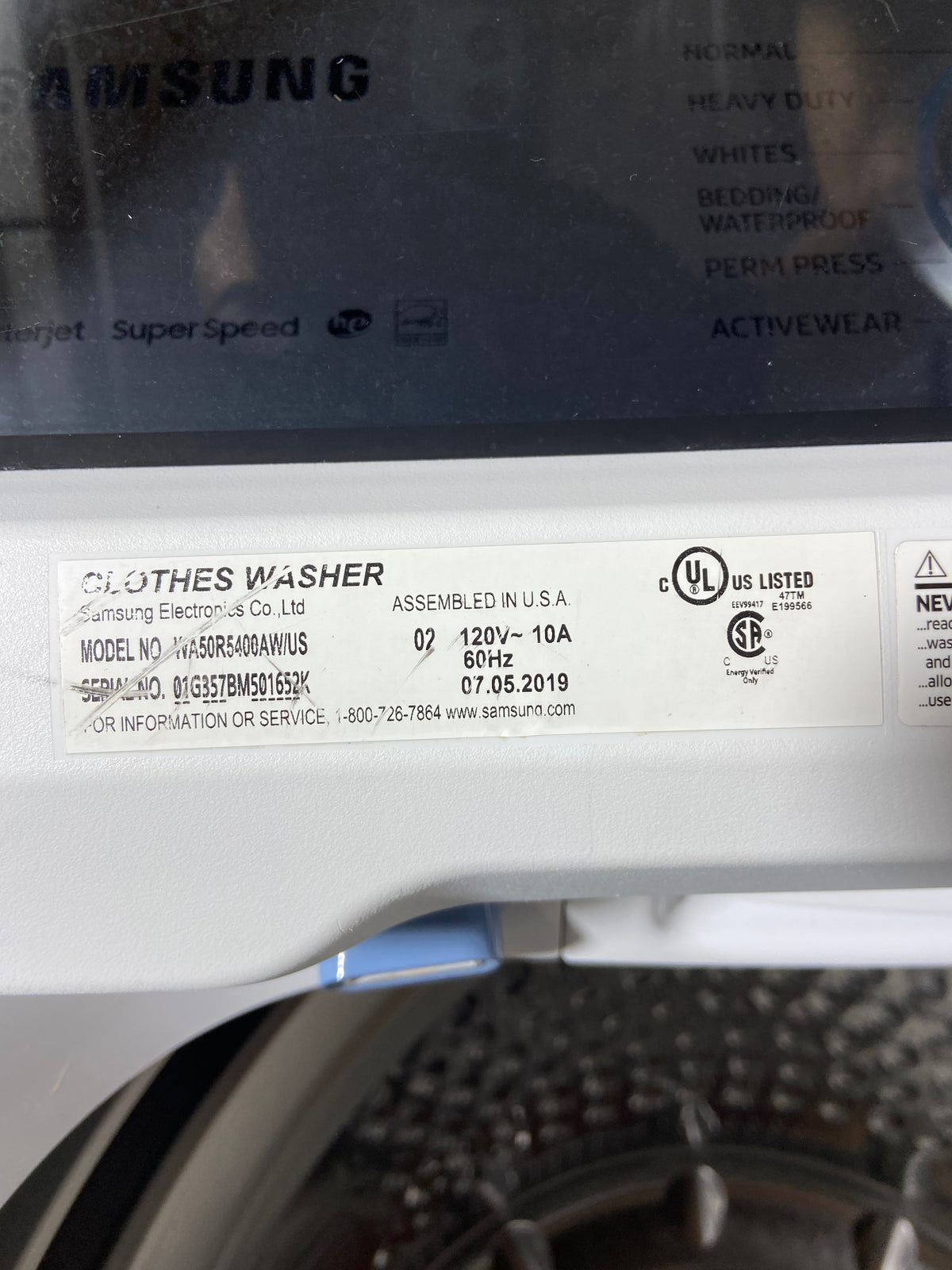 Samsung White 5.0 Cu Ft Top Load Washer