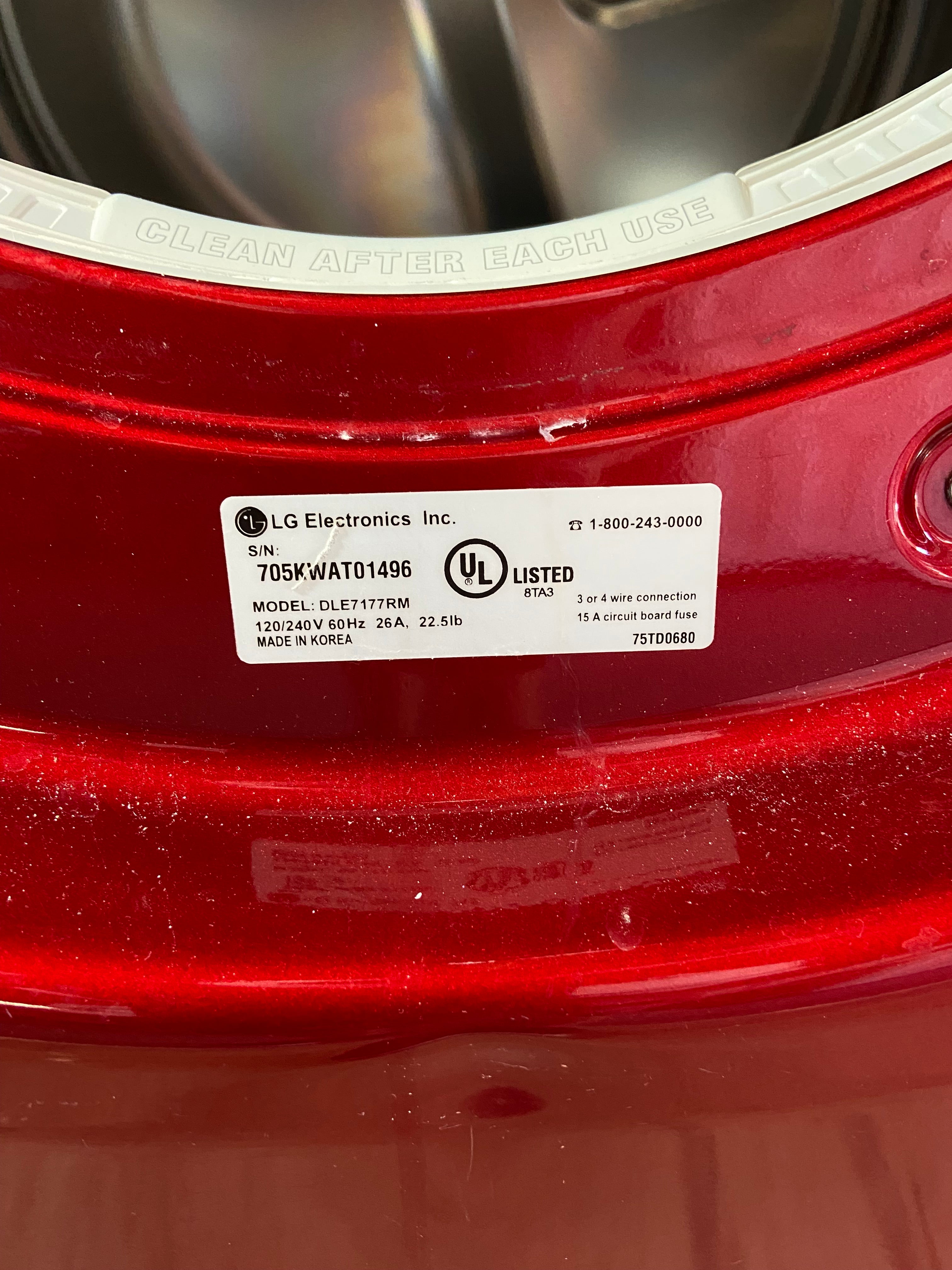 Red LG Front Load Washer & Dryer Set With Pedestals