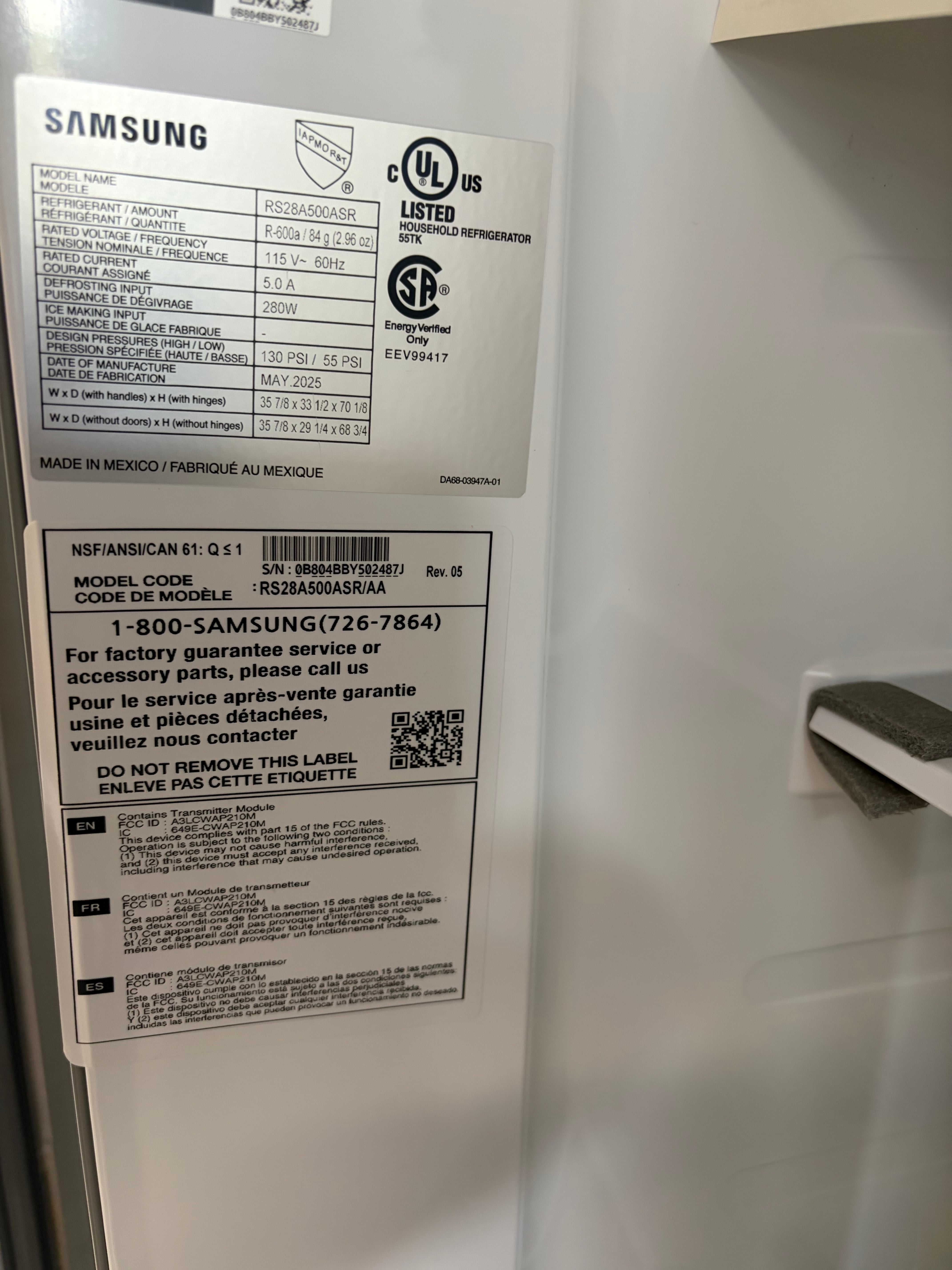 Samsung 36" 28 Cu. Ft. Fingerprint Resistant Stainless Steel Side-by-Side Refrigerator