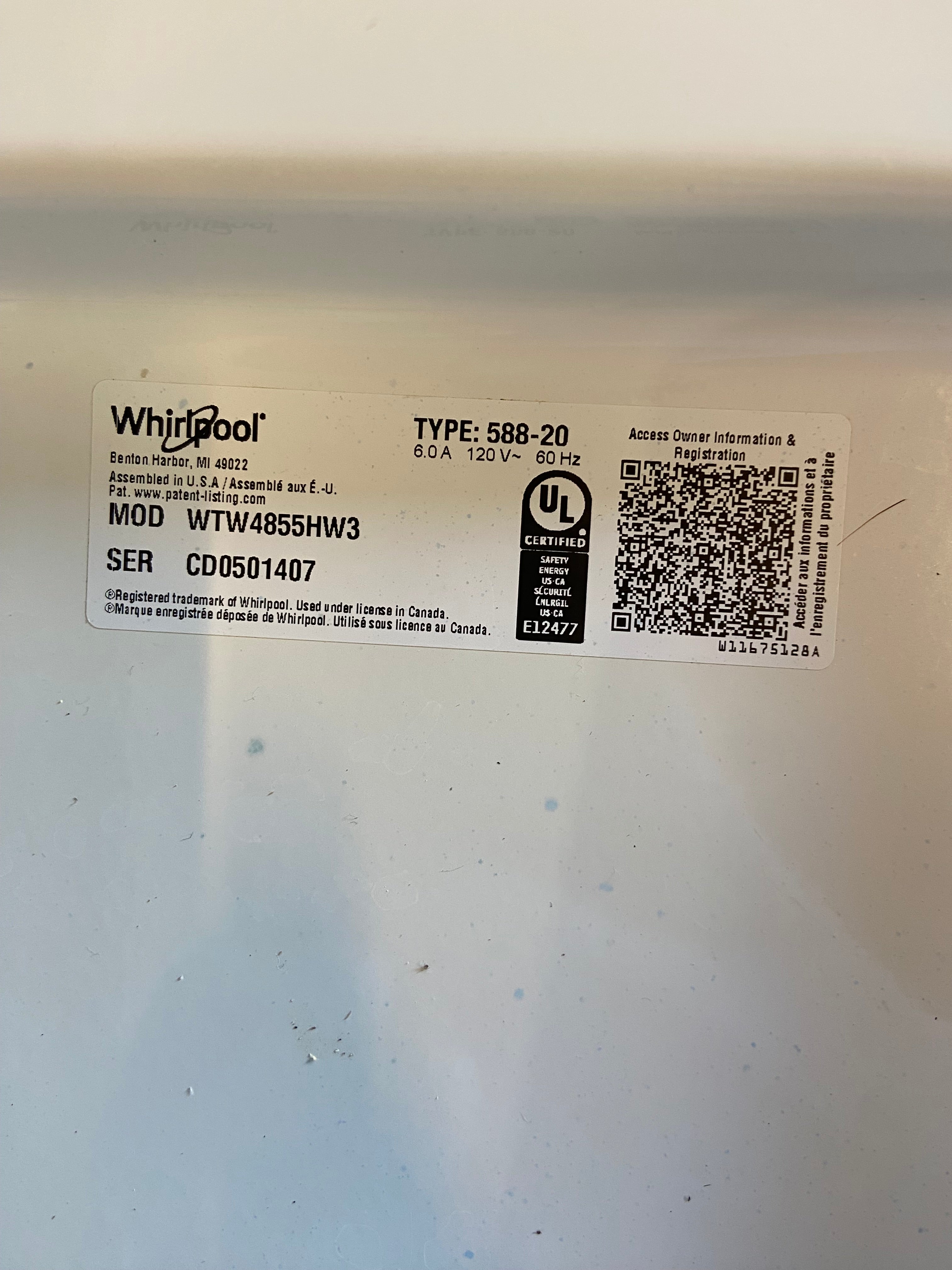 Whirlpool Stainless Steel Tub Top Load Washing Machine