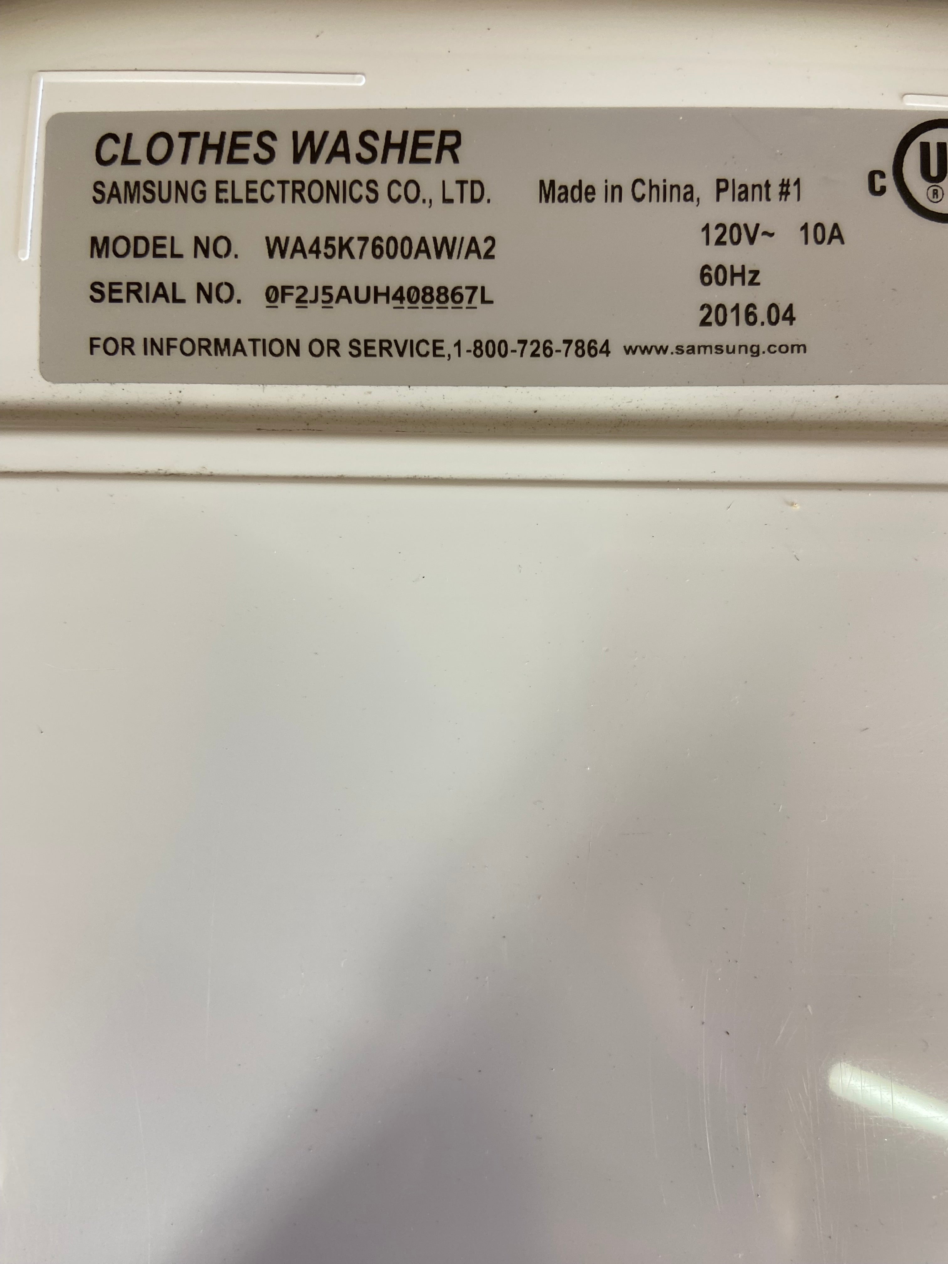 Samsung White Grey Face Active Wash Top Load Washer