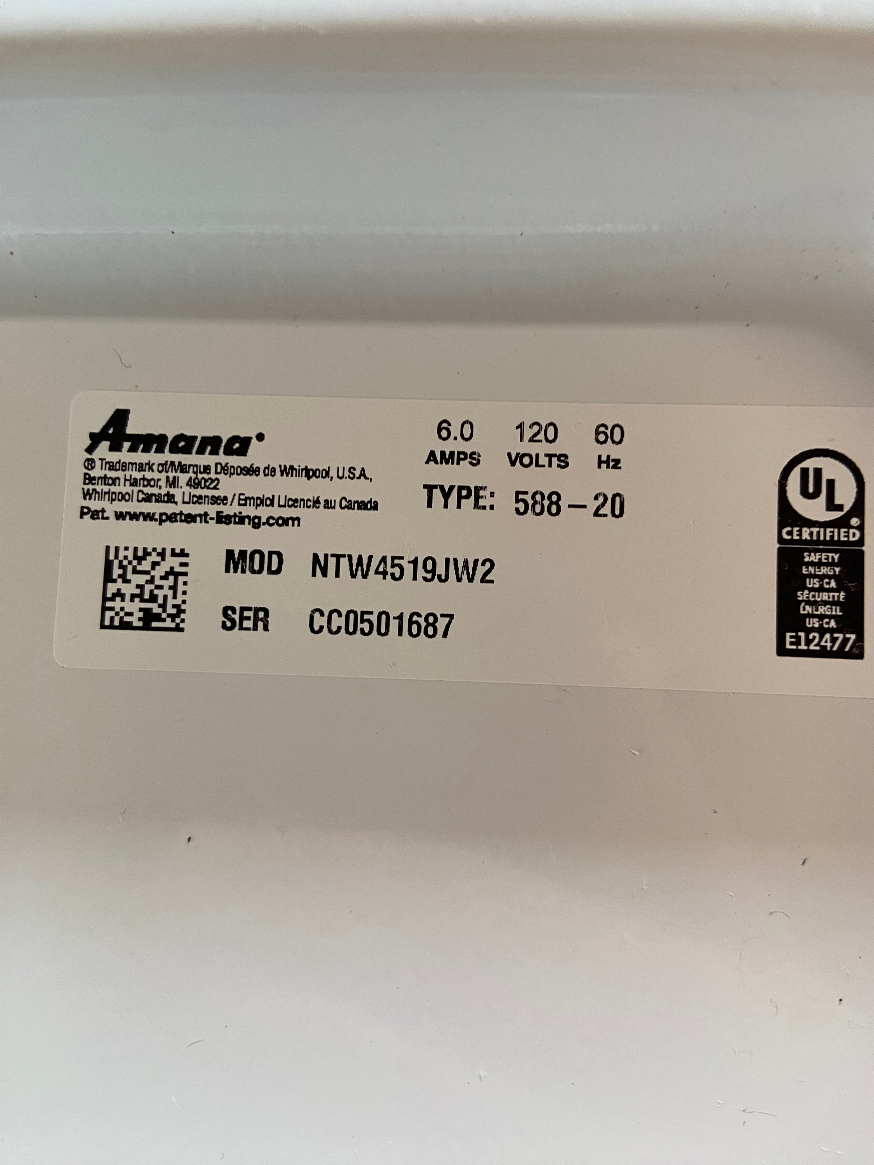Amana Large Capacity Top Load Washer