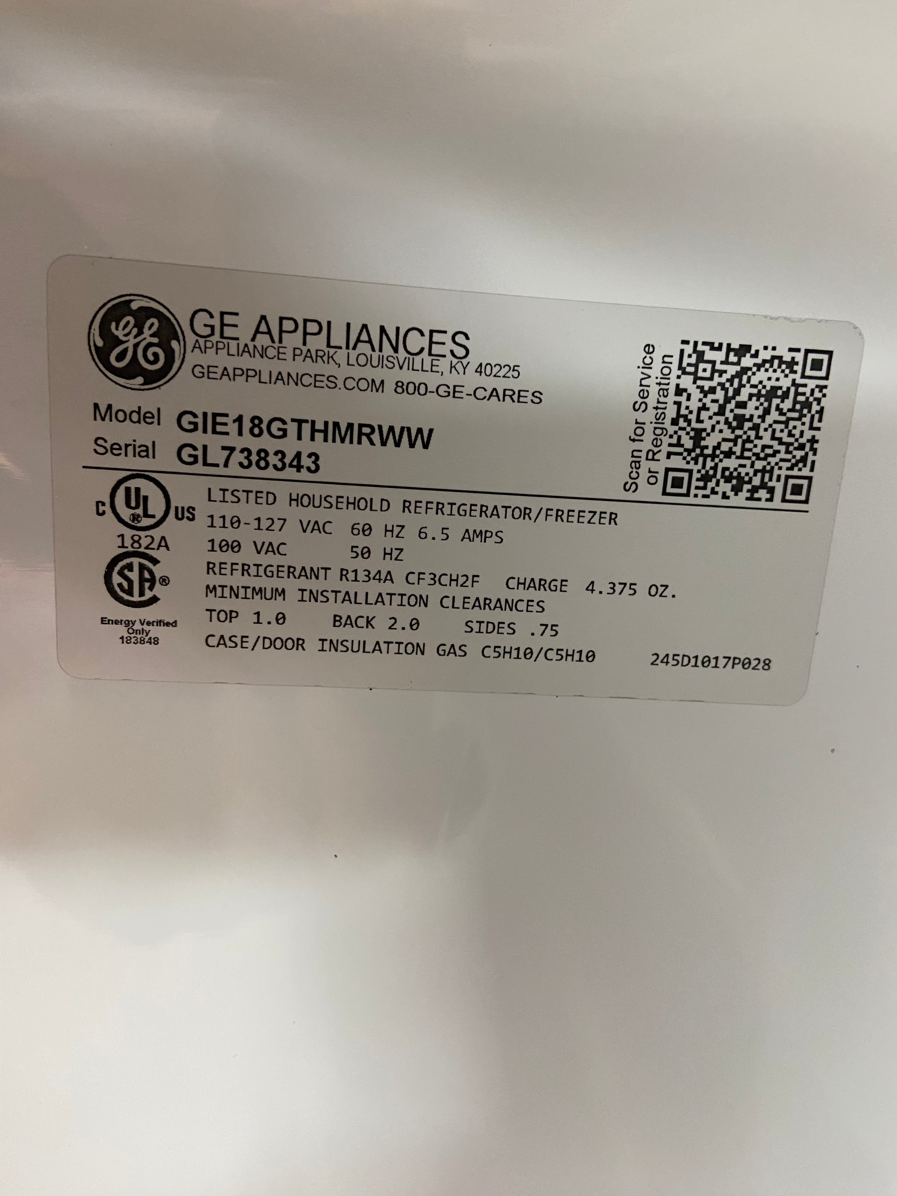 GE White Top Bottom Refrigerator