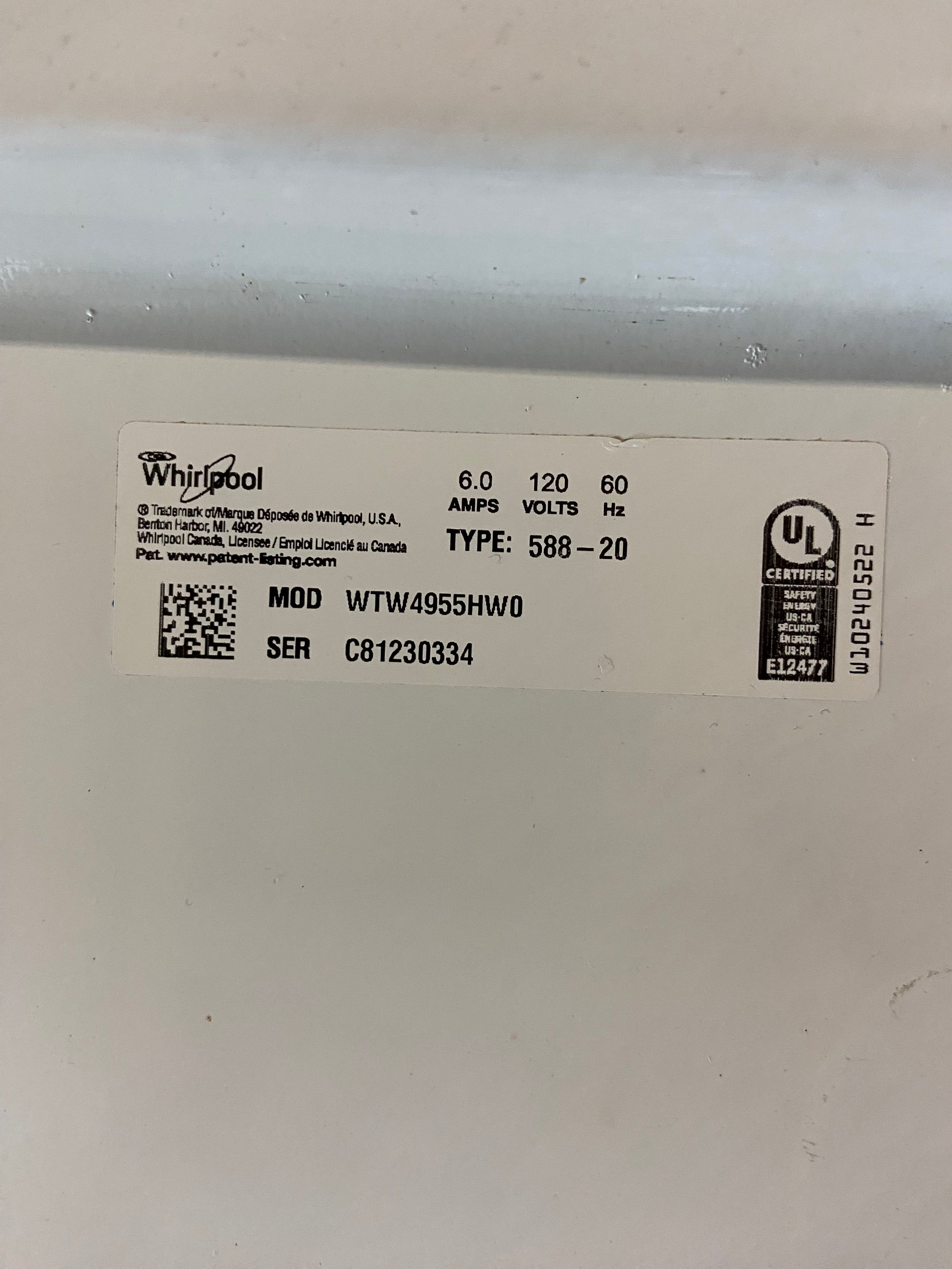 Whirlpool Washer Stainless Steel Tub