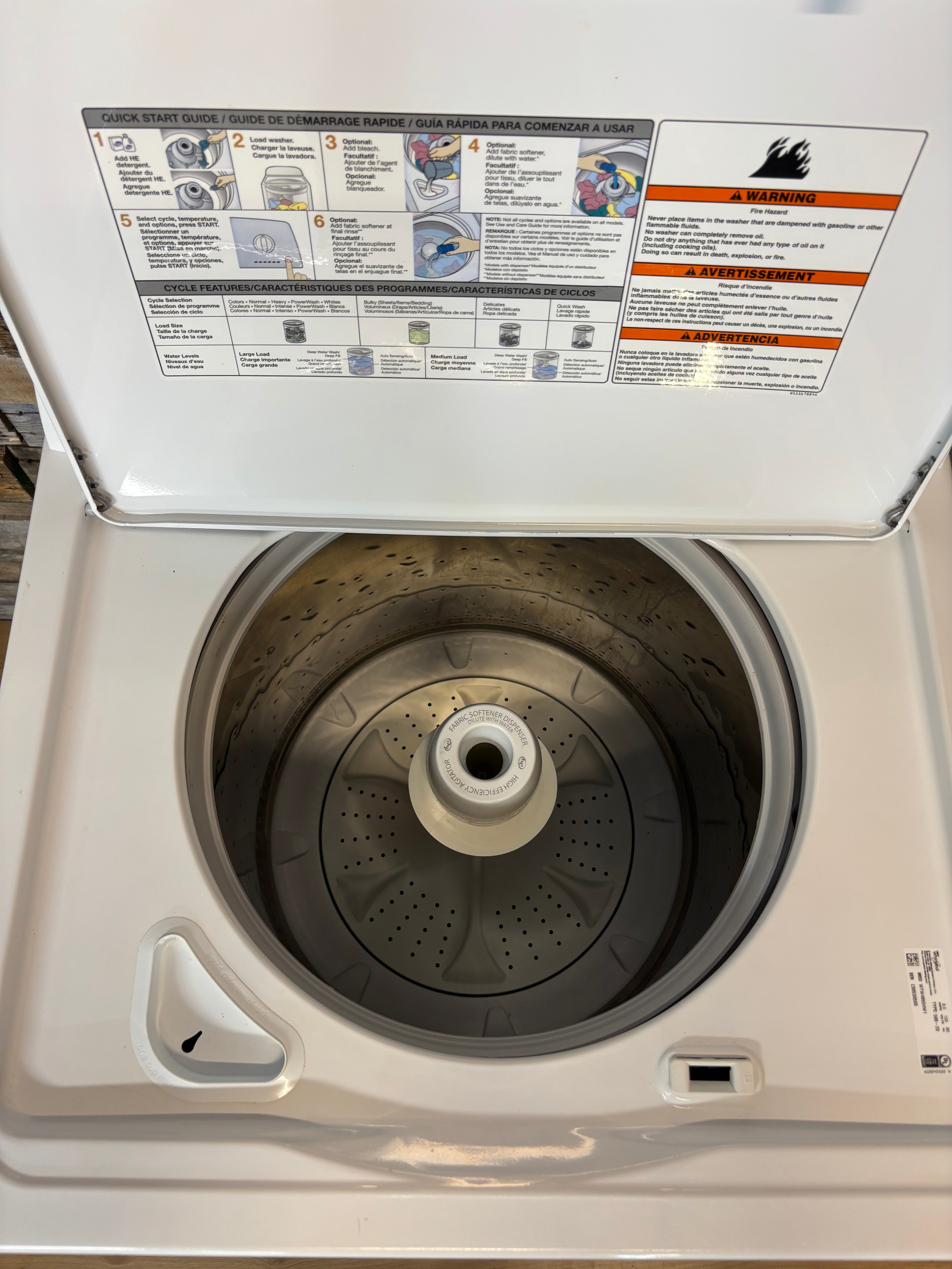 White Face Whirlpool Top Load Washer