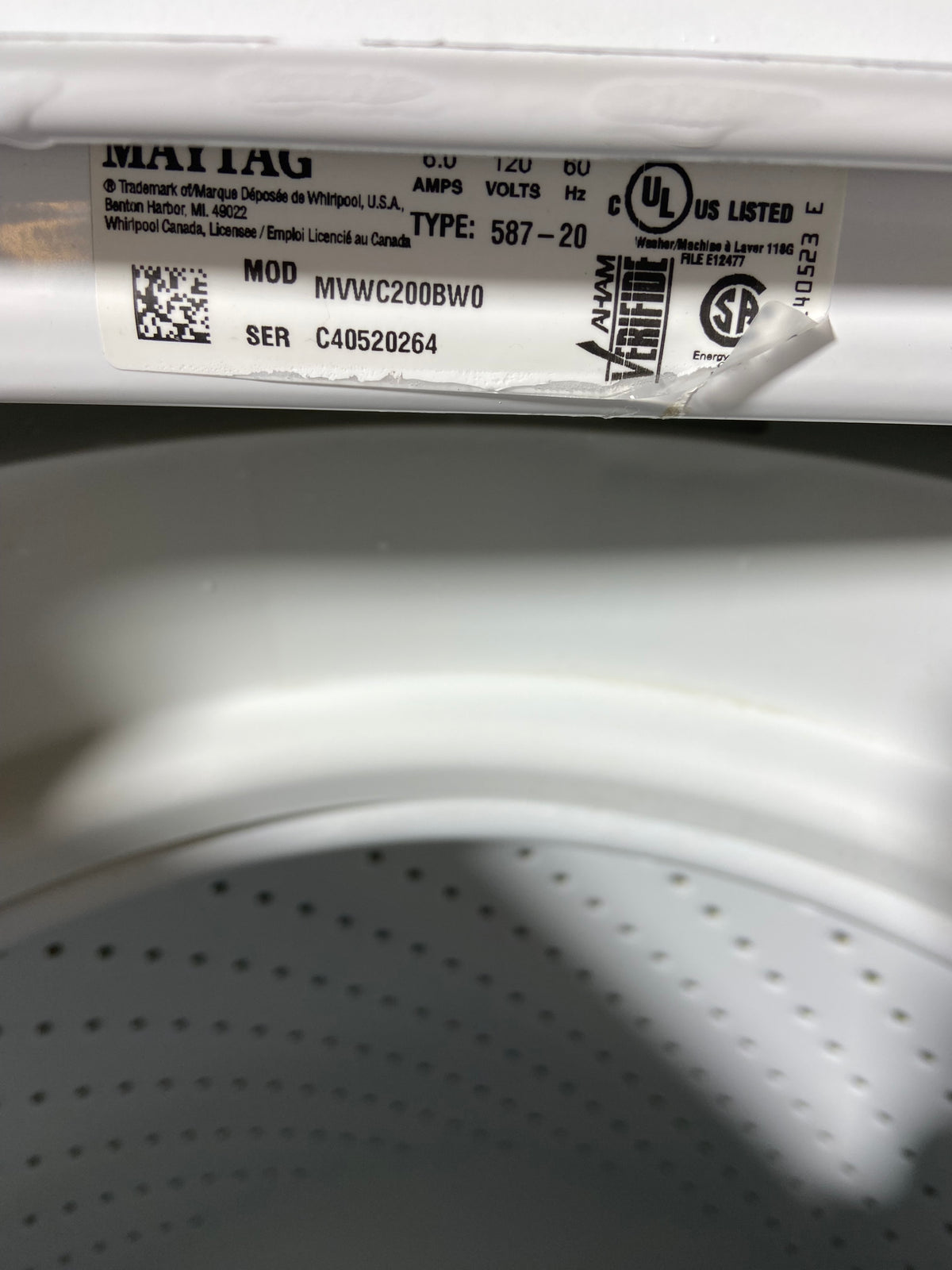 Maytag Top Load Grey Panel Washer