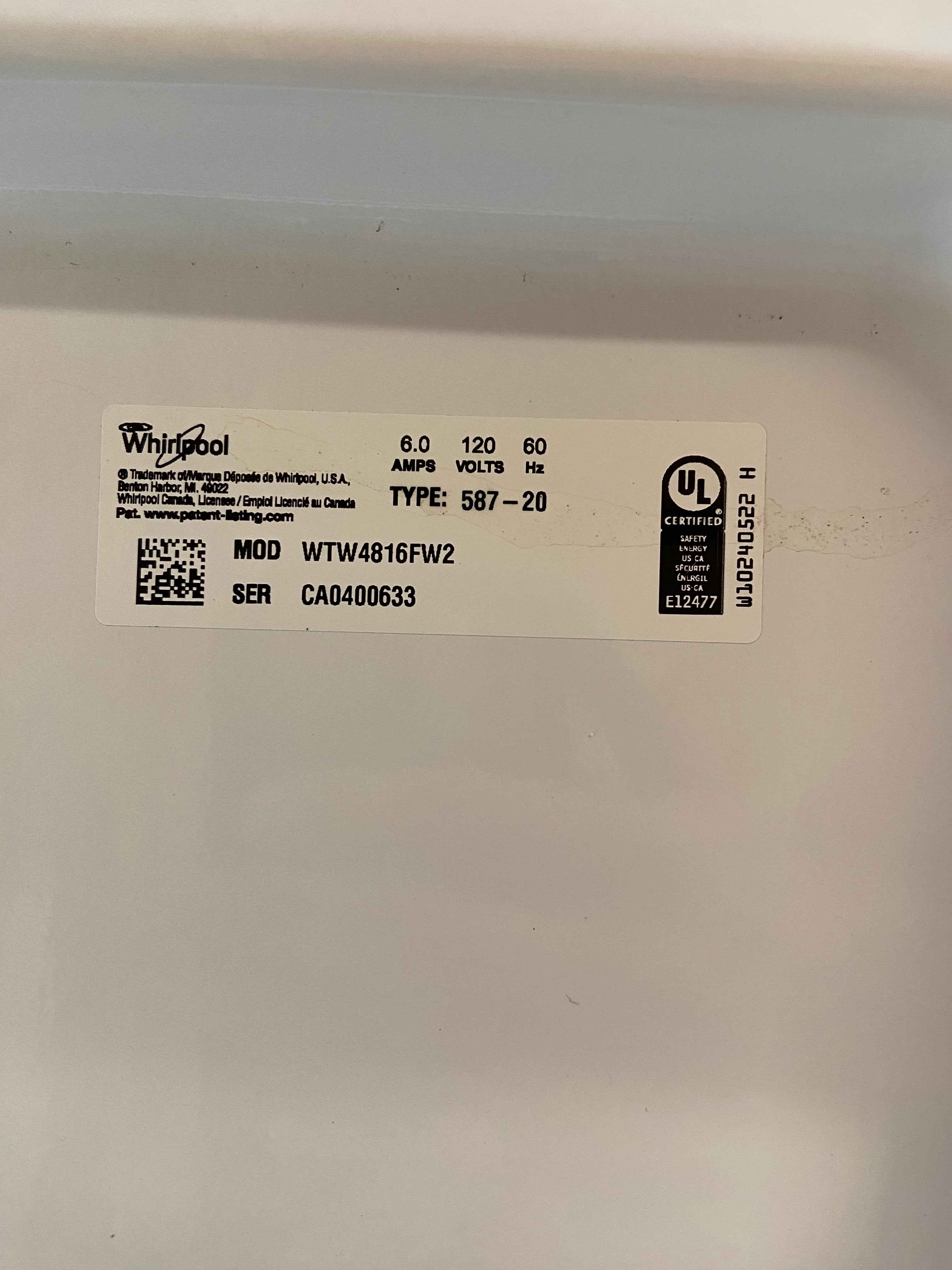 Whirlpool Top Load Washer & Dryer Set