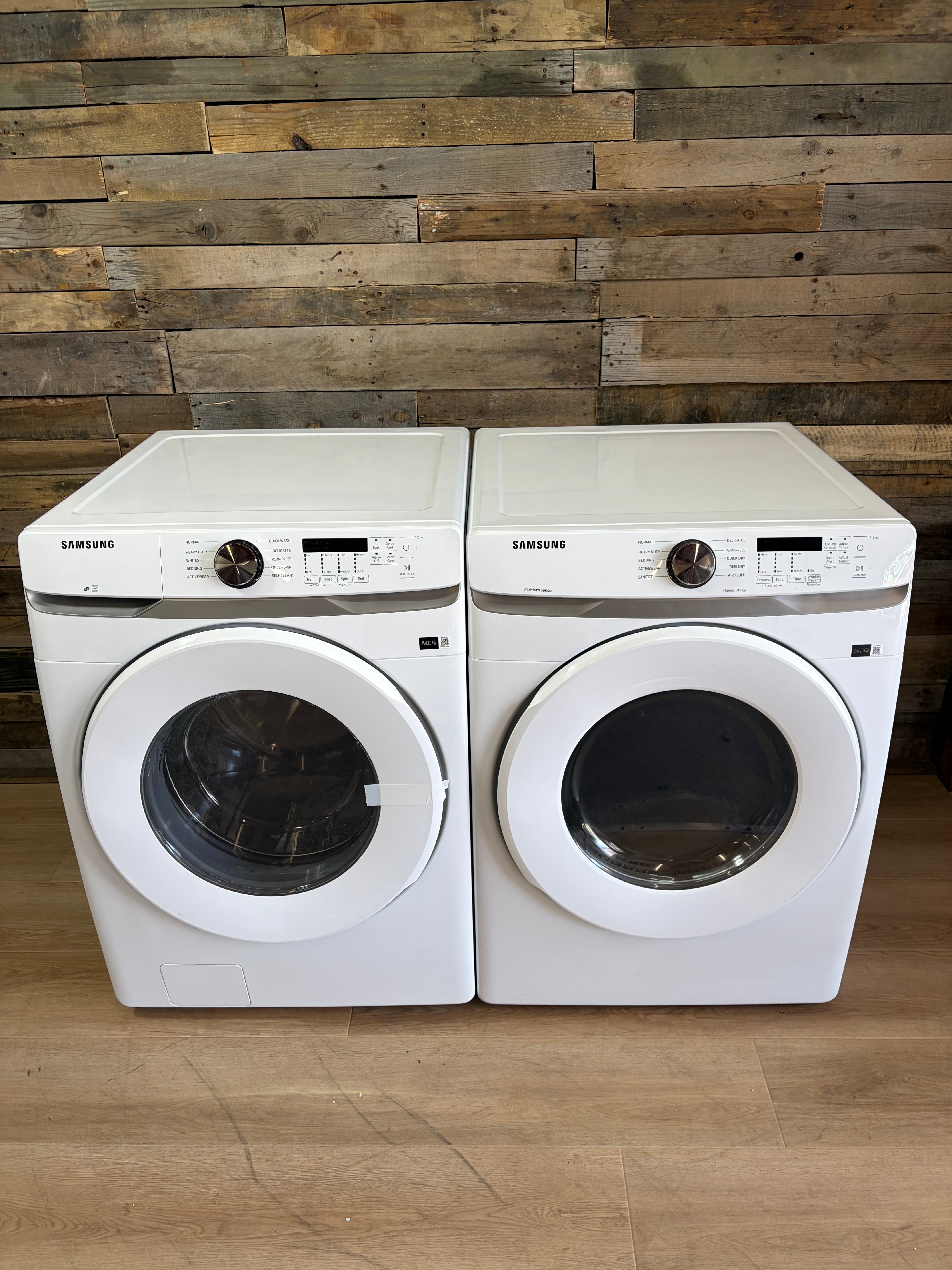 4.5 cu. ft. White Front Load Washer and Dryer with Vibration Reduction Technology+