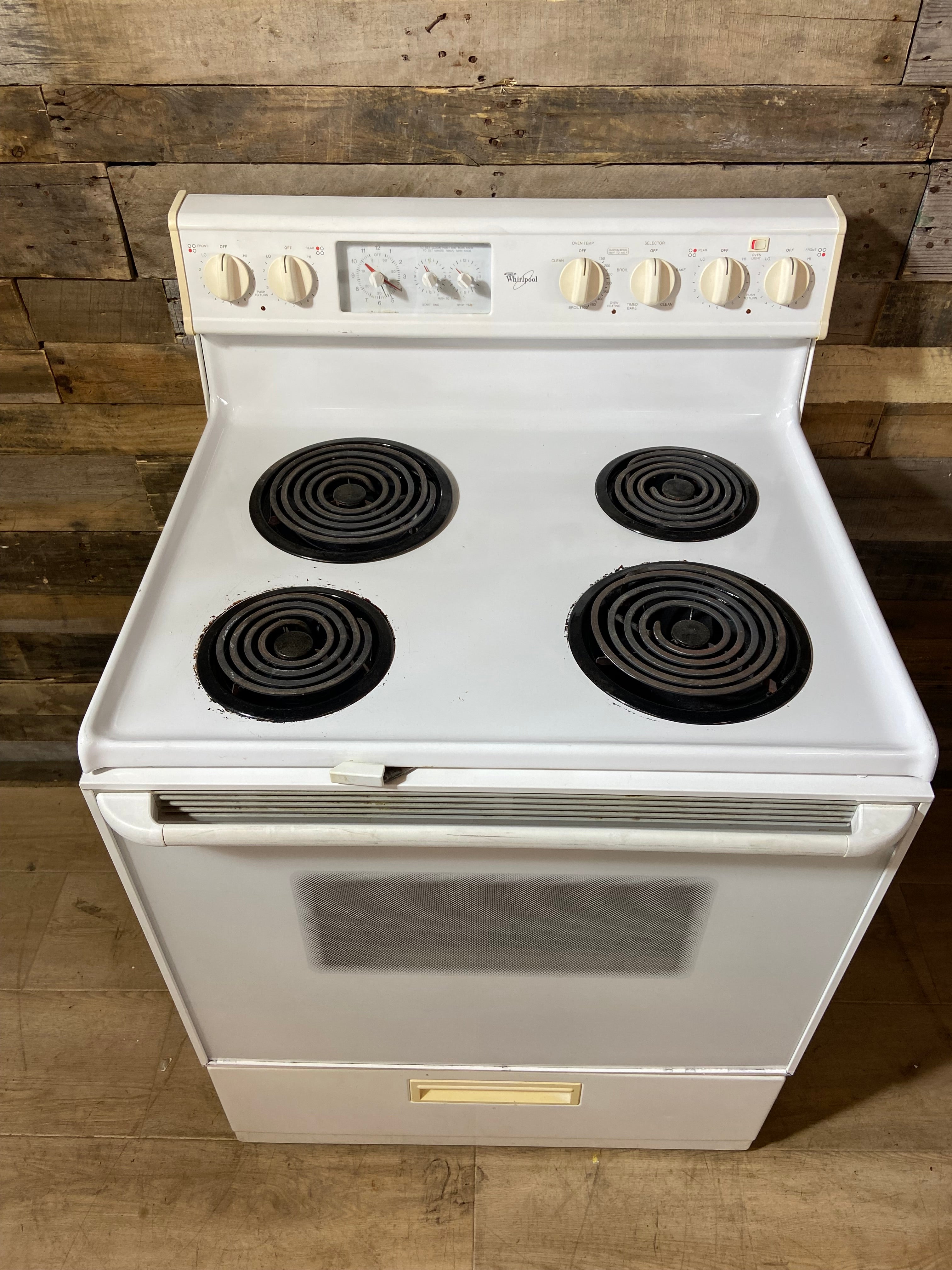 Whirlpool White 4 Burner Coil Top Range