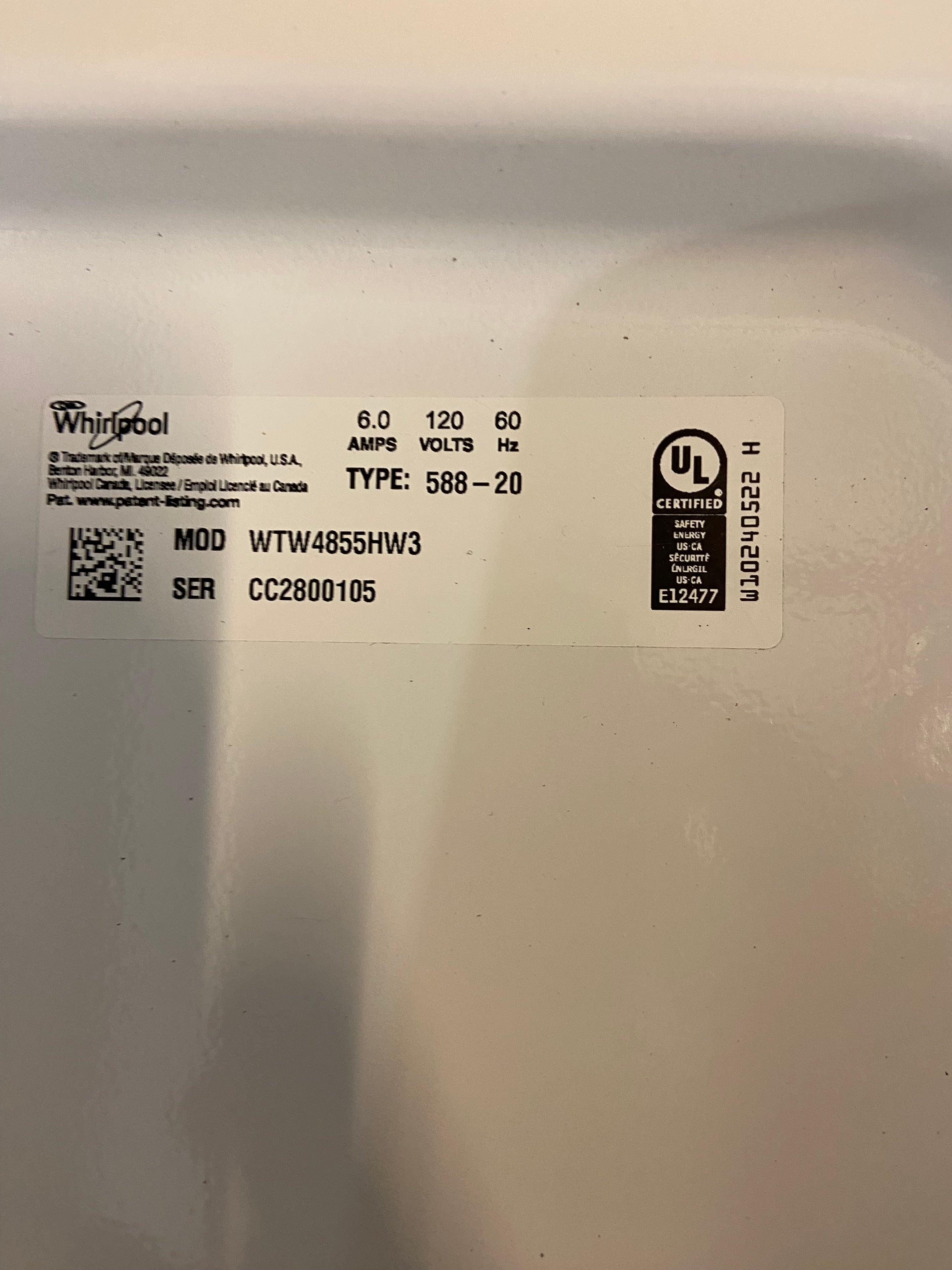 Whirlpool Large Capacity Top Load Washer