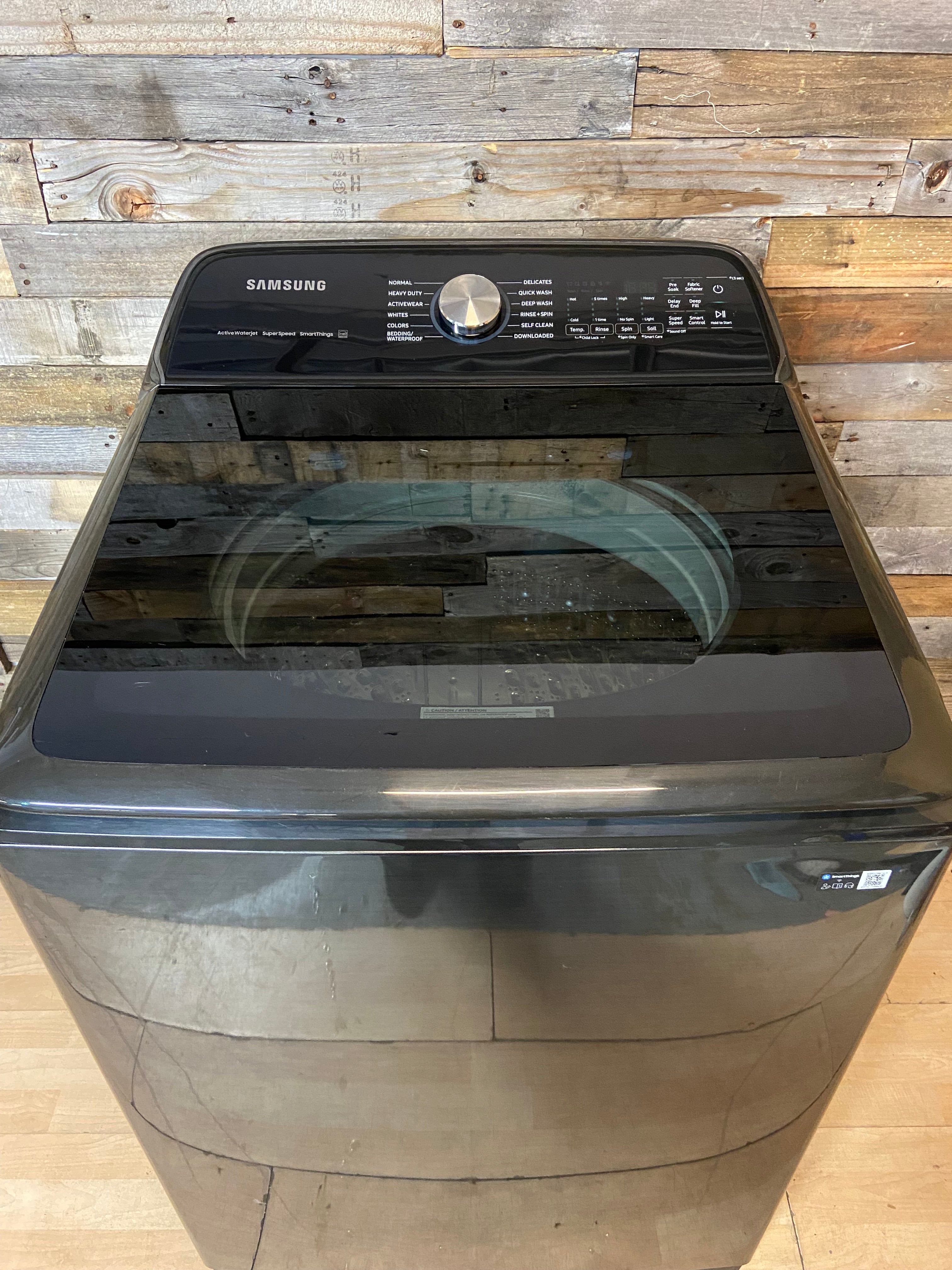 Samsung 5.0 cu. ft. Top Load Washer with Super Speed Black Stainless Steel