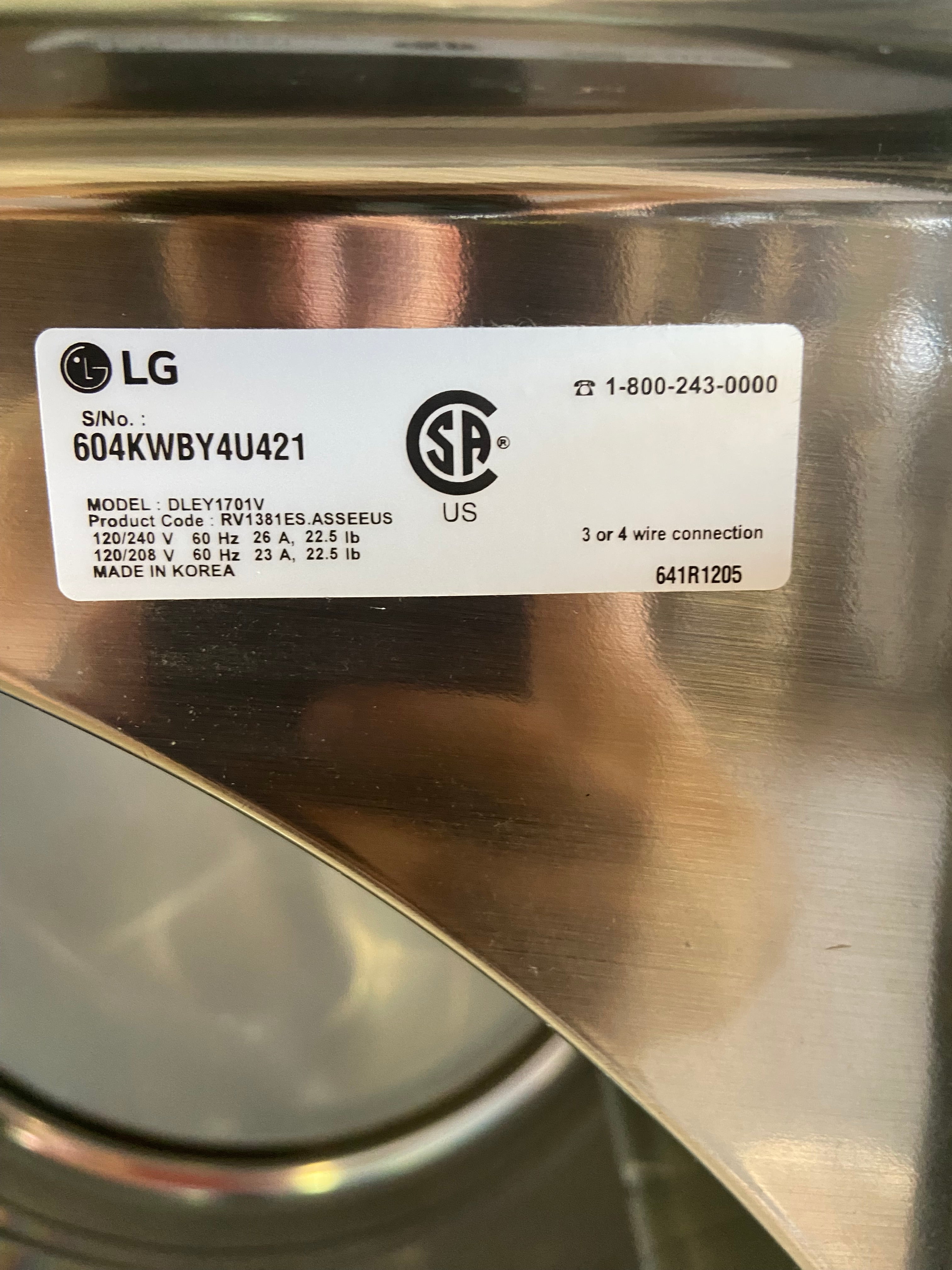 LG Large Capacity Stainless Dryer